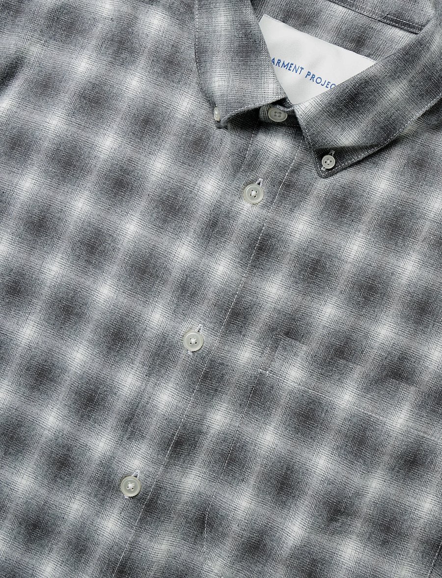 Garment Project - Relaxed LS Button Down Shirt - Flan - flanellskjortor - grey check - 2