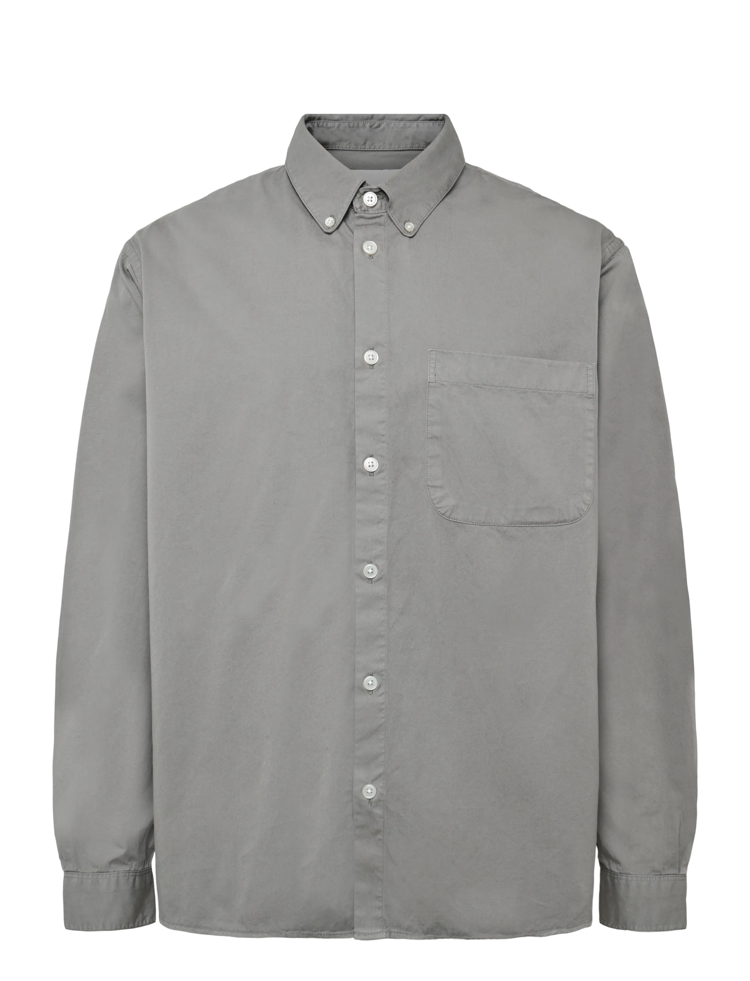 Garment Project - Relaxed LS Button Down Shirt - Grey - grey - 0