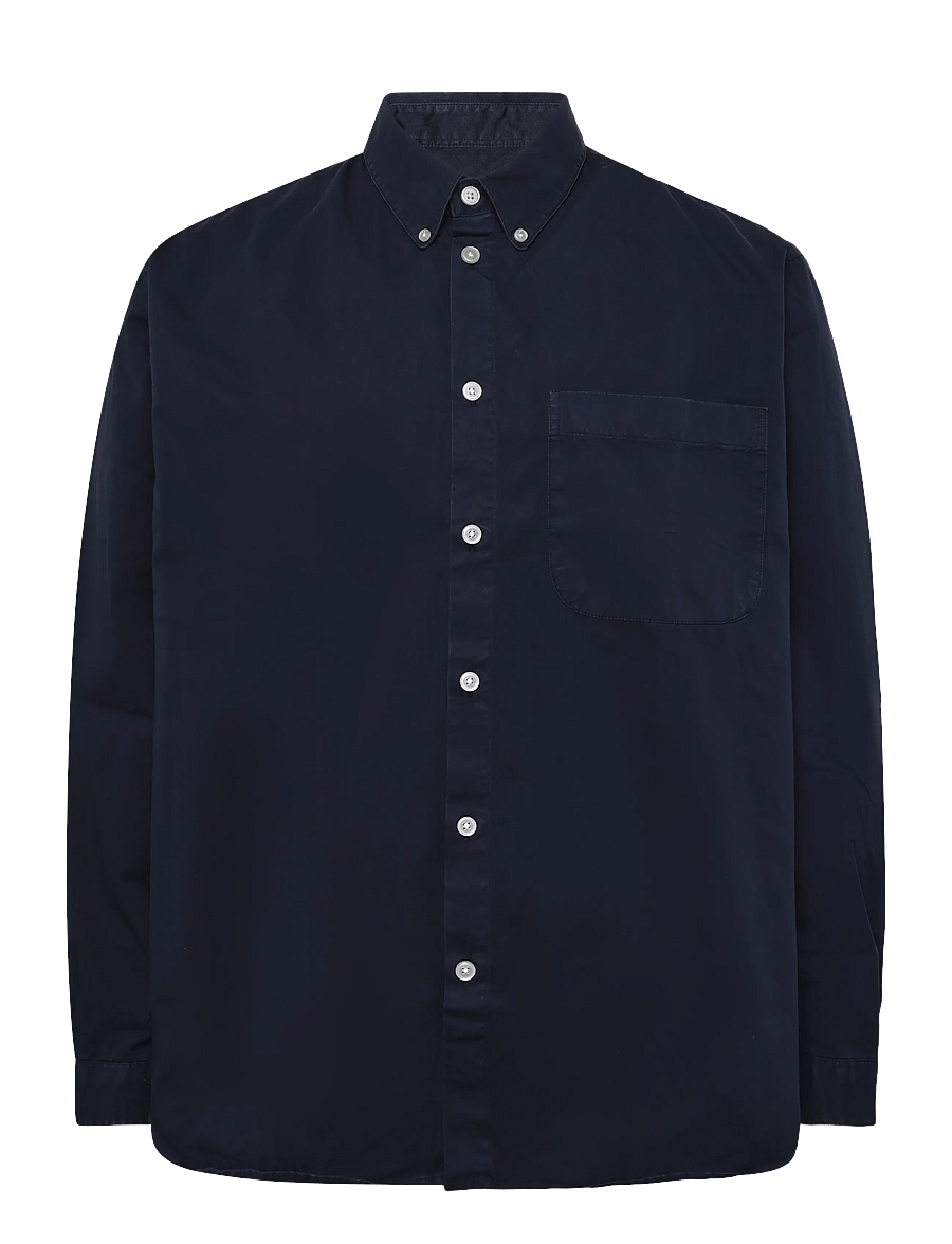 Garment Project - Relaxed LS Button Down Shirt - Navy - casual skjorter - navy - 0