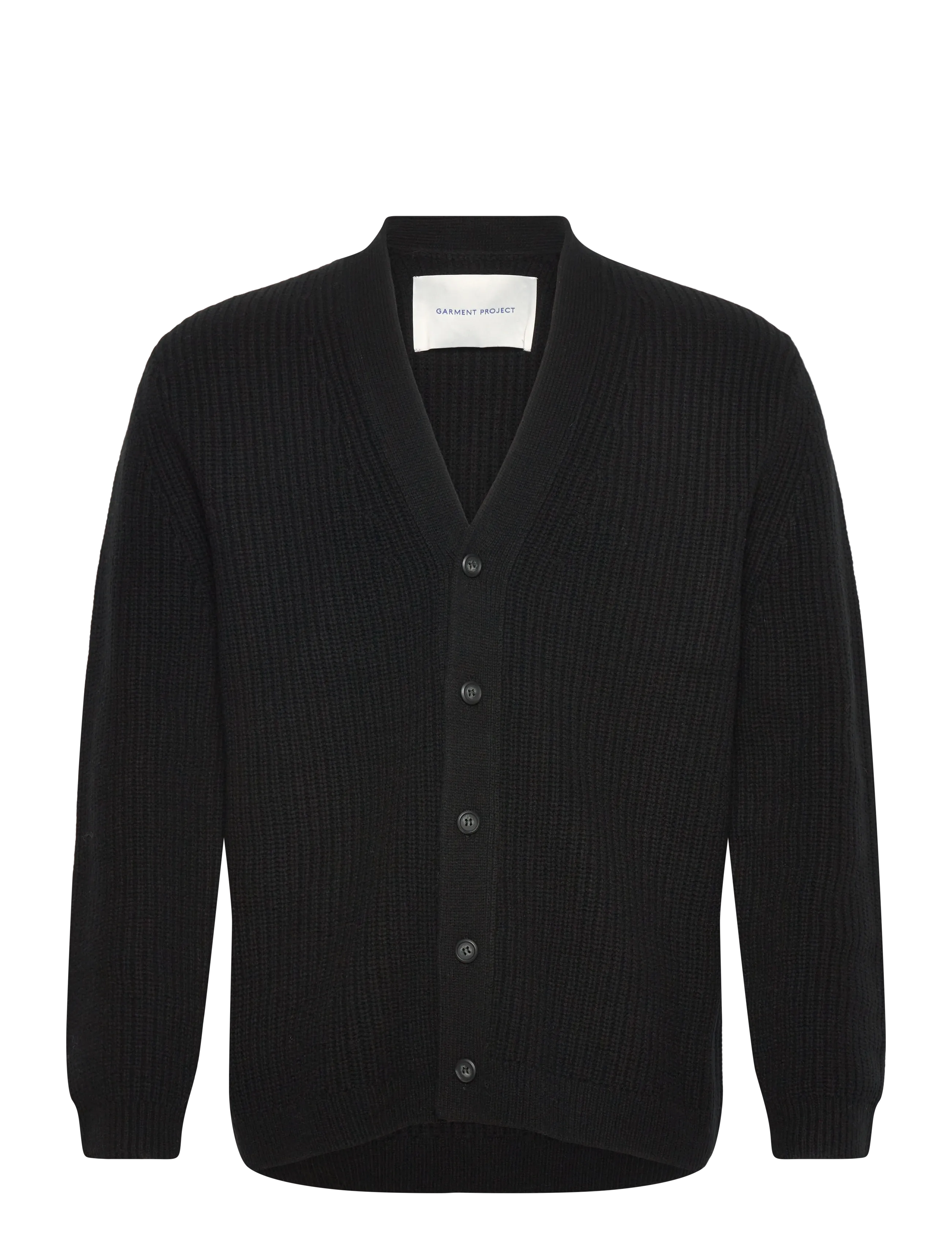 Garment Project Wool Knit Cardigan - Black - Cardigans - BLACK / black
