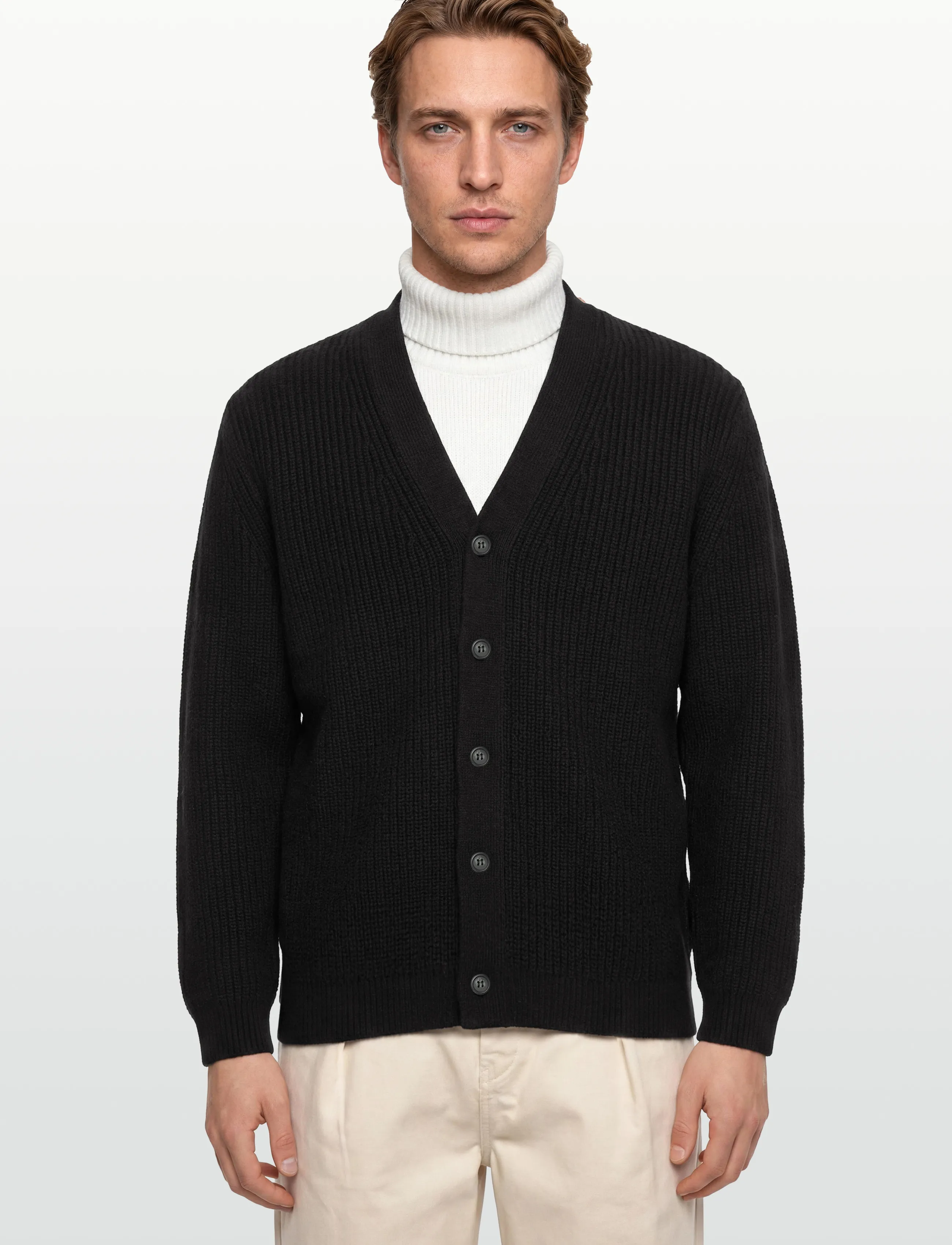 Garment Project - Wool Knit Cardigan - Black - koftor - black - 3