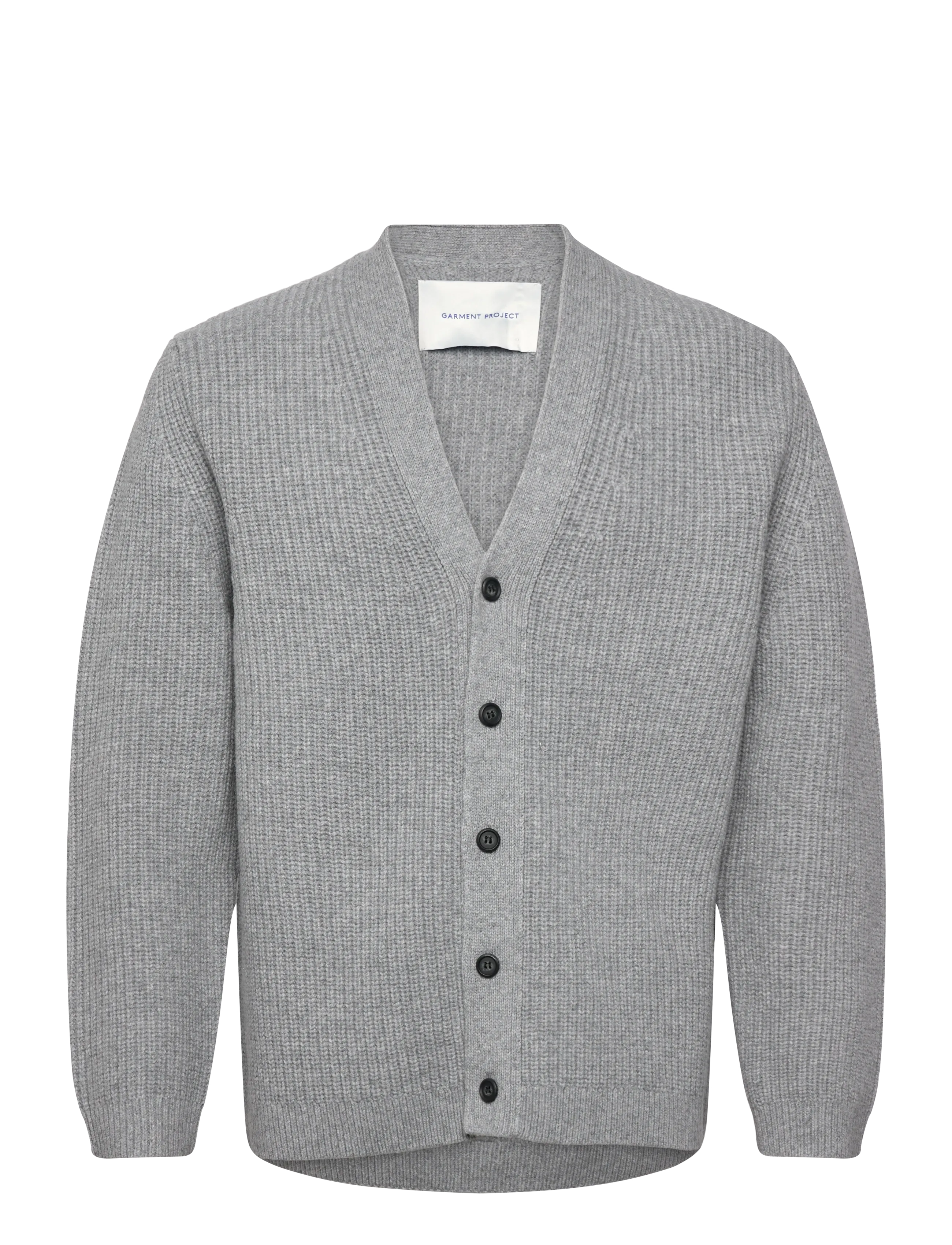 Garment Project Wool Knit Cardigan - Light Grey Mel - Garment Project - LIGHT GREY MELANGE / grey