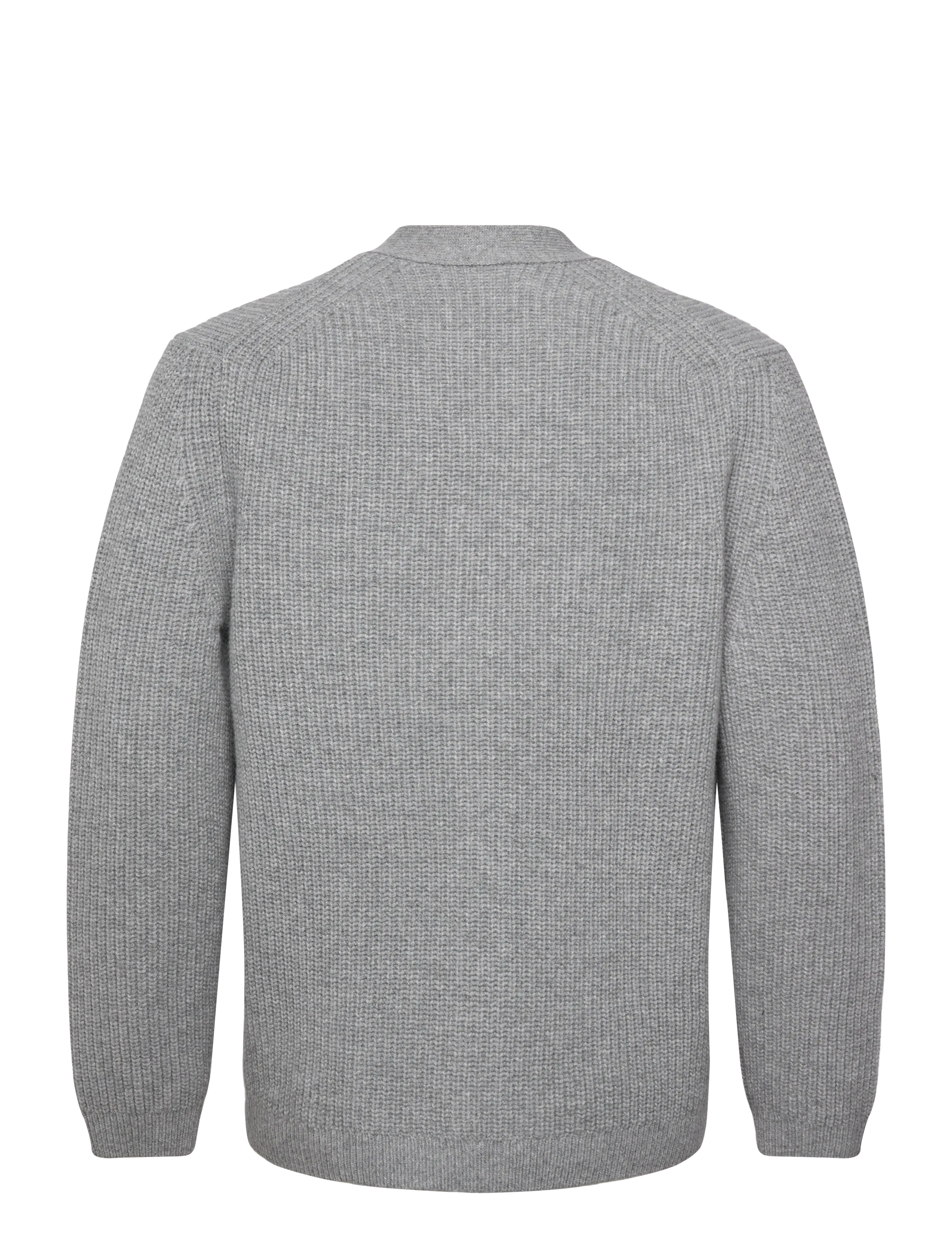 Garment Project - Wool Knit Cardigan - Light Grey Mel - light grey melange - 2