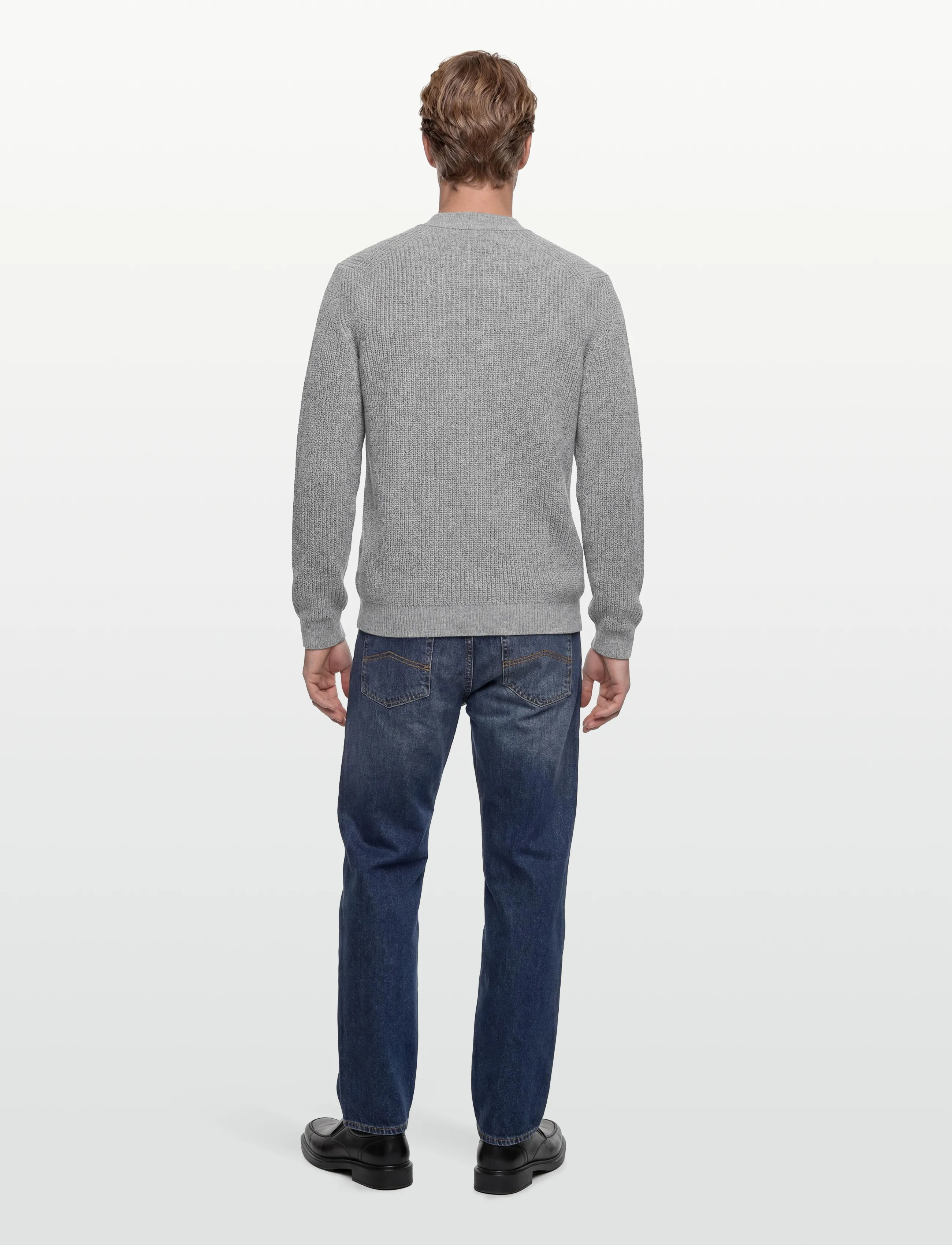 Garment Project - Wool Knit Cardigan - Light Grey Mel - light grey melange - 4