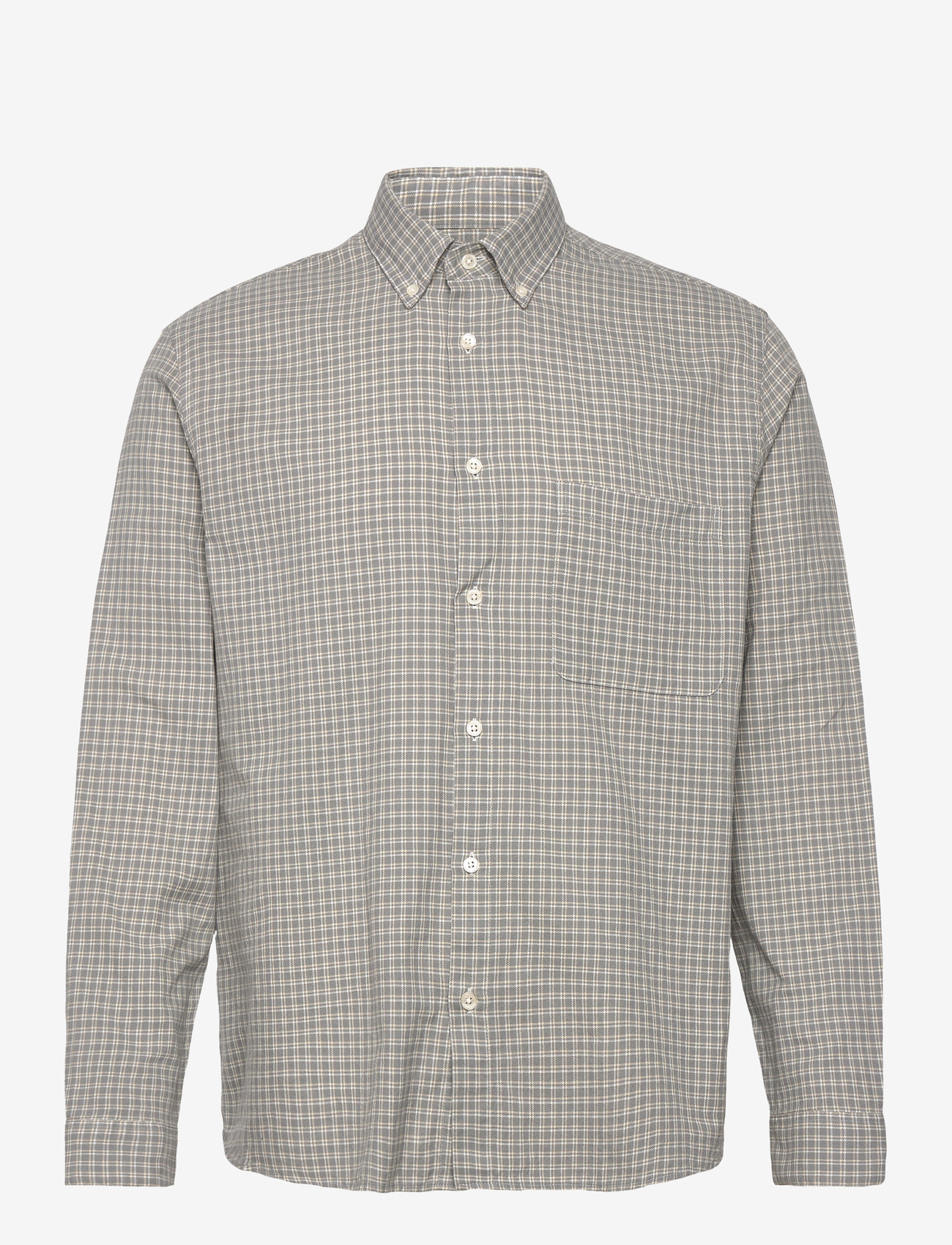 Garment Project - Relaxed LS Button Down Shirt - Grey - ruudulised särgid - grey check - 0