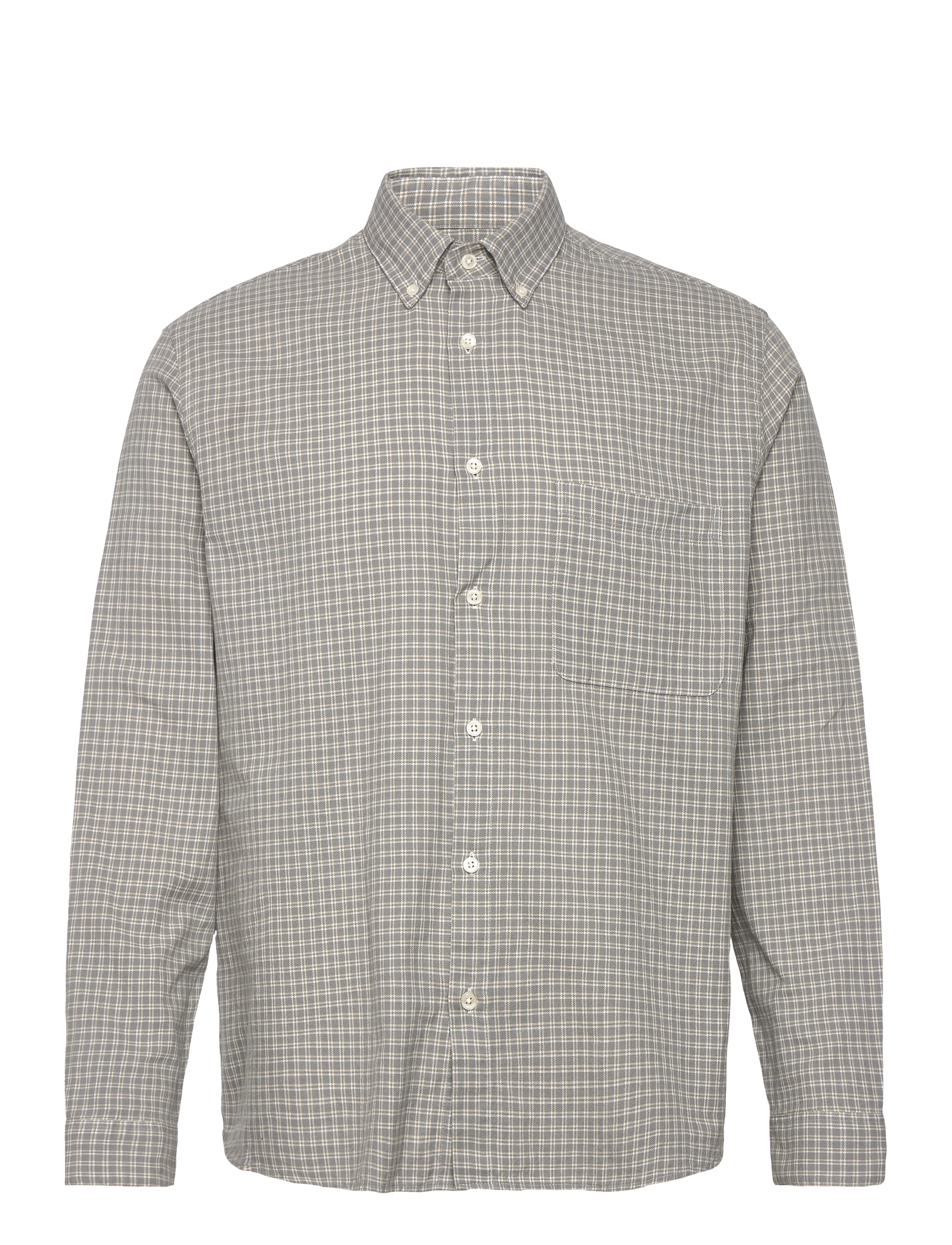 Garment Project Relaxed LS Button Down Shirt - Grey - Skandinavisk - GREY CHECK / grey