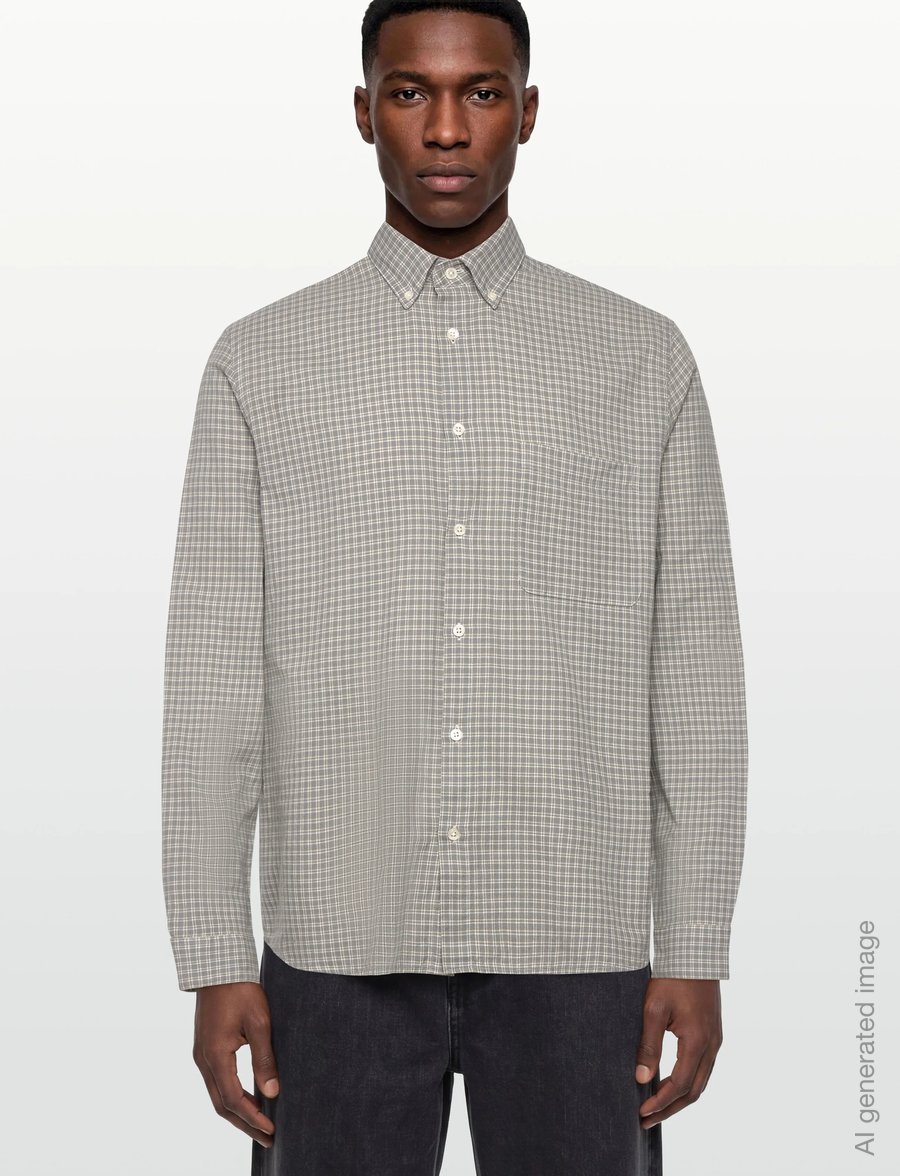 Garment Project - Relaxed LS Button Down Shirt - Grey - karierte hemden - grey check - 3