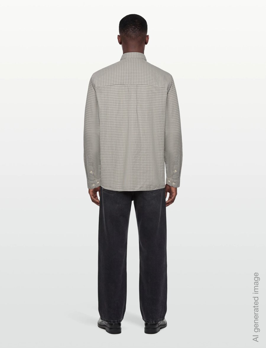 Garment Project - Relaxed LS Button Down Shirt - Grey - karierte hemden - grey check - 4