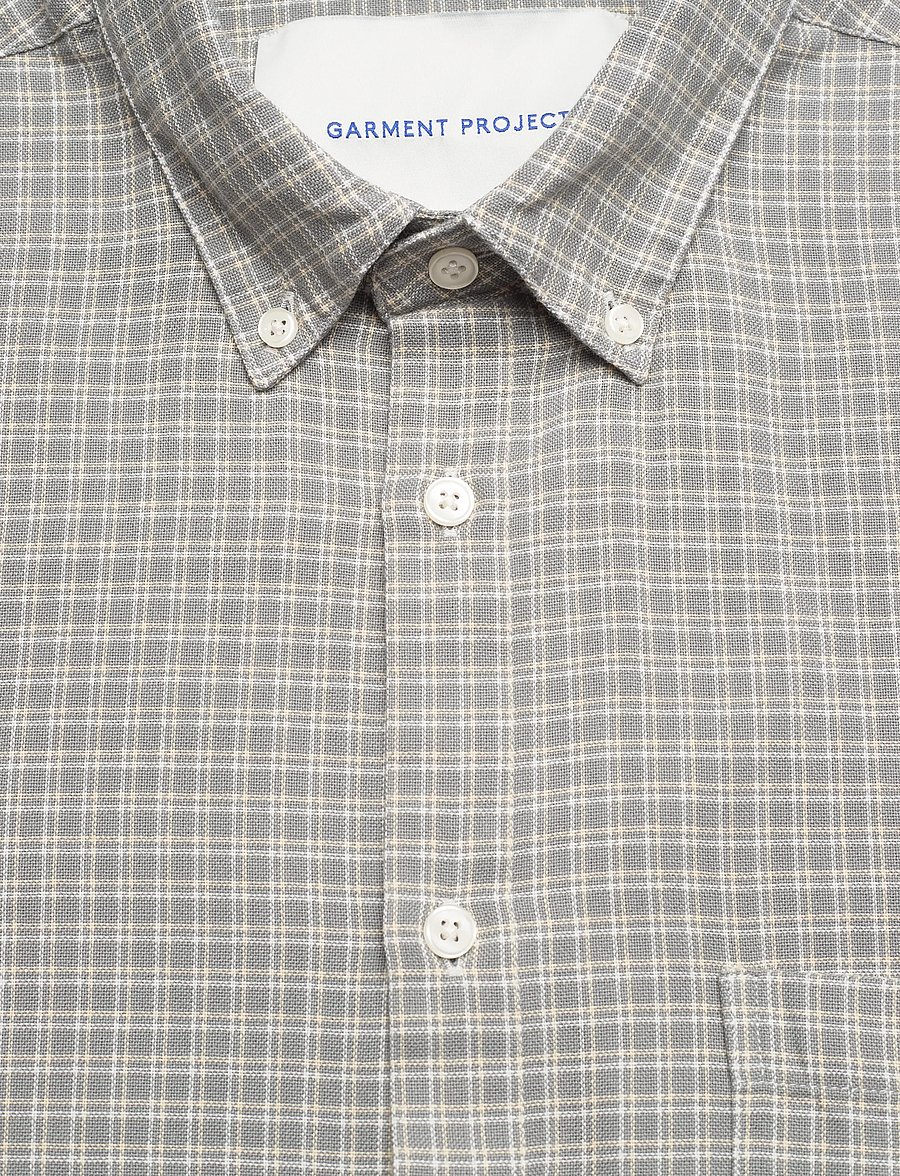 Garment Project - Relaxed LS Button Down Shirt - Grey - karierte hemden - grey check - 5