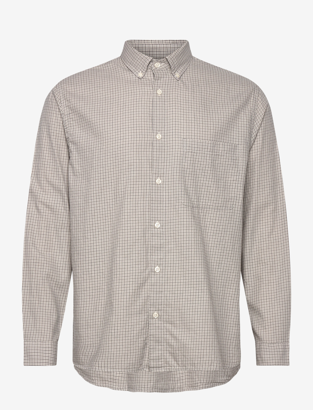Garment Project - Relaxed LS Button Down Shirt - Bone - ruudulised särgid - grey check - 0