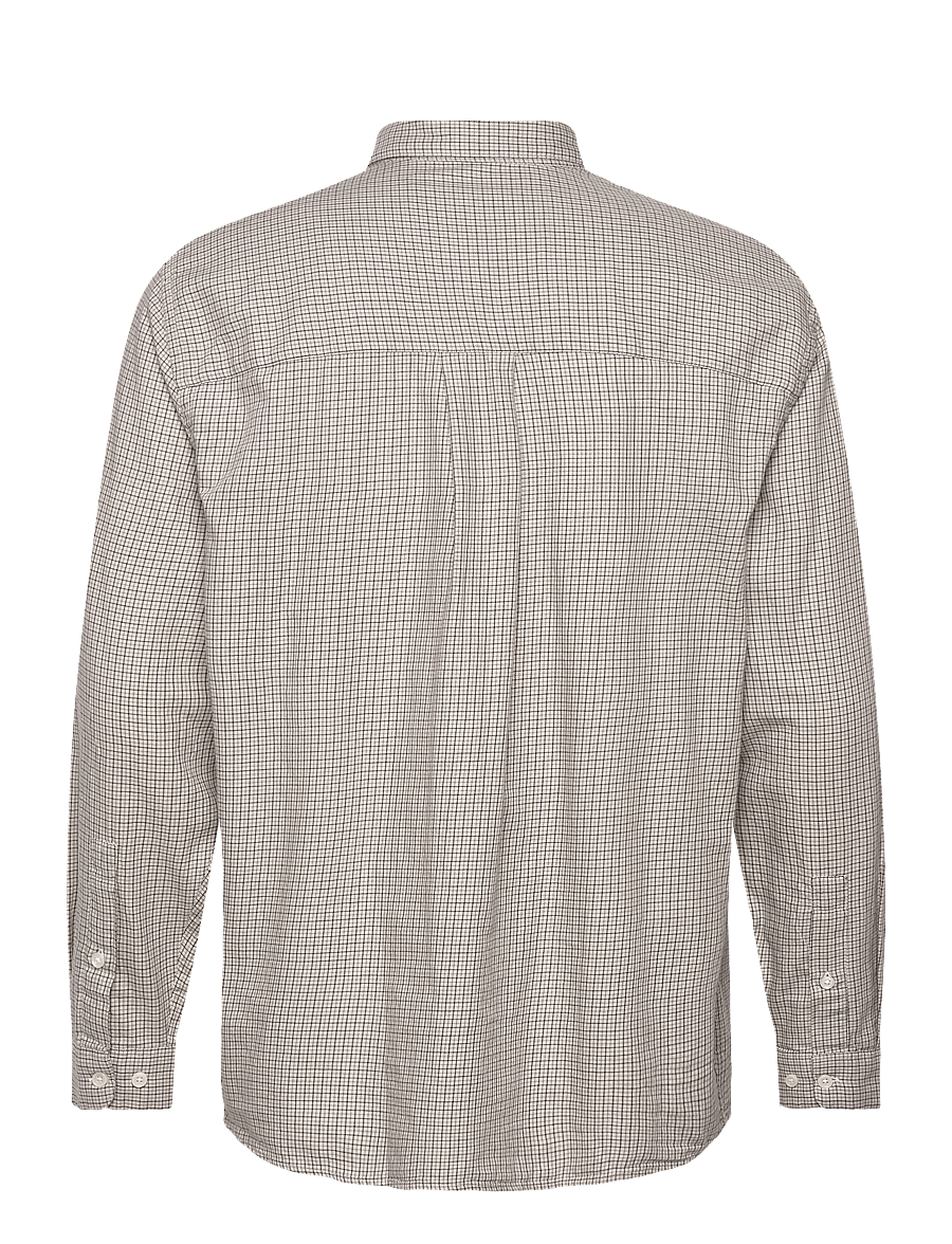 Garment Project - Relaxed LS Button Down Shirt - Bone - rutiga skjortor - grey check - 1
