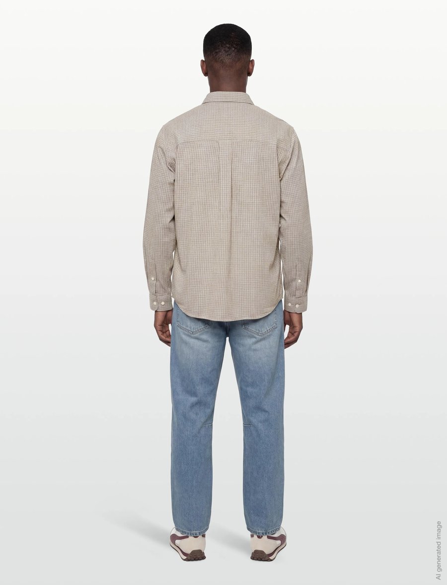 Garment Project - Relaxed LS Button Down Shirt - Bone - ternede skjorter - grey check - 4