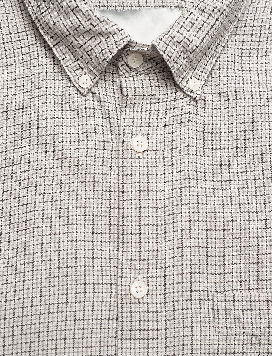 Garment Project - Relaxed LS Button Down Shirt - Bone - rutiga skjortor - grey check - 2