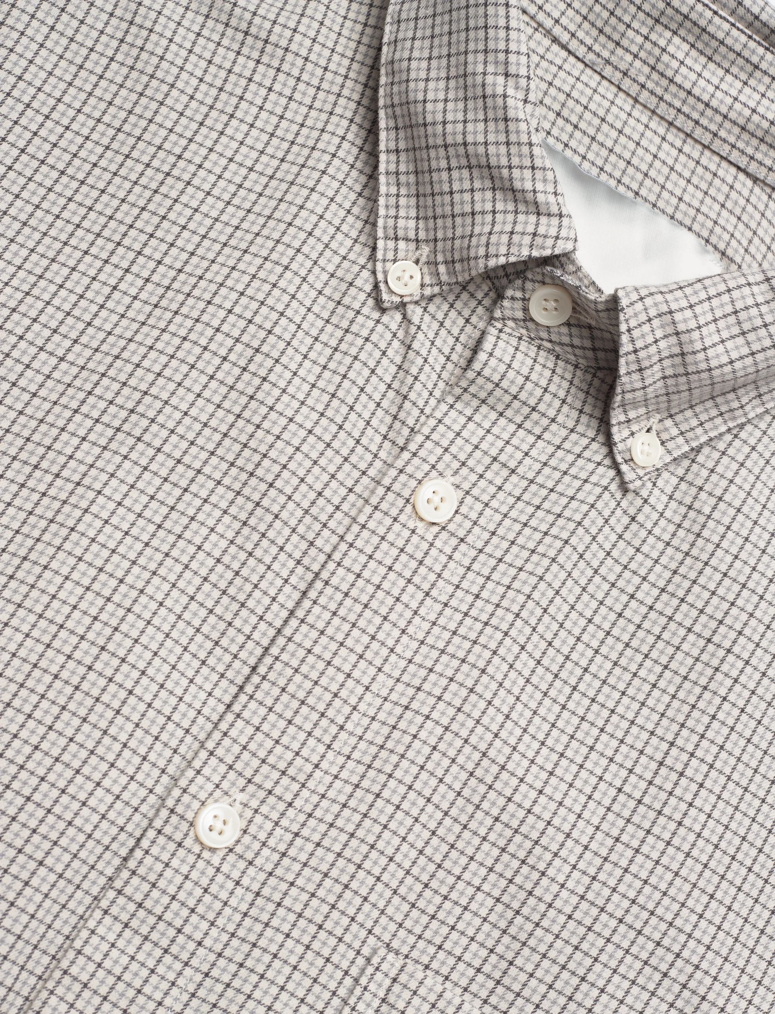 Garment Project - Relaxed LS Button Down Shirt - Bone - ternede skjorter - grey check - 3