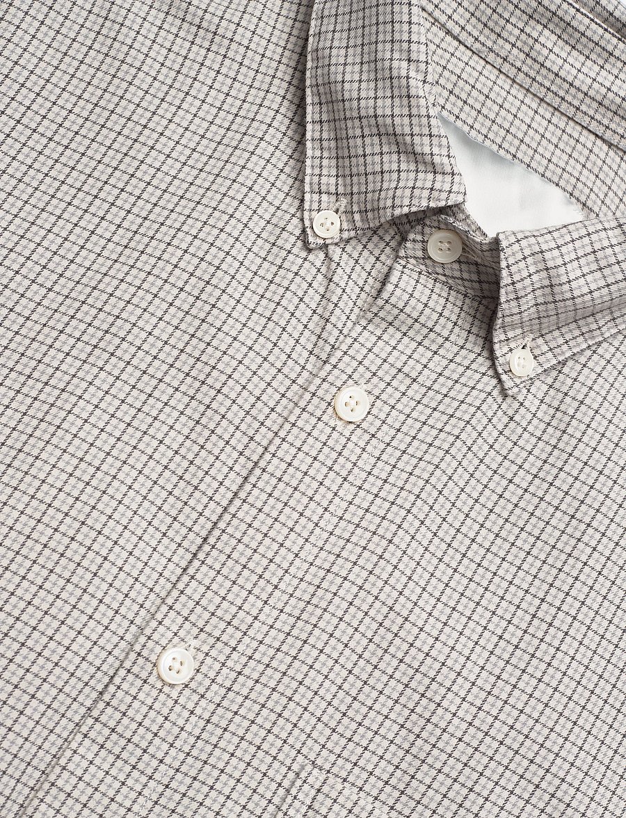 Garment Project - Relaxed LS Button Down Shirt - Bone - rutiga skjortor - grey check - 3