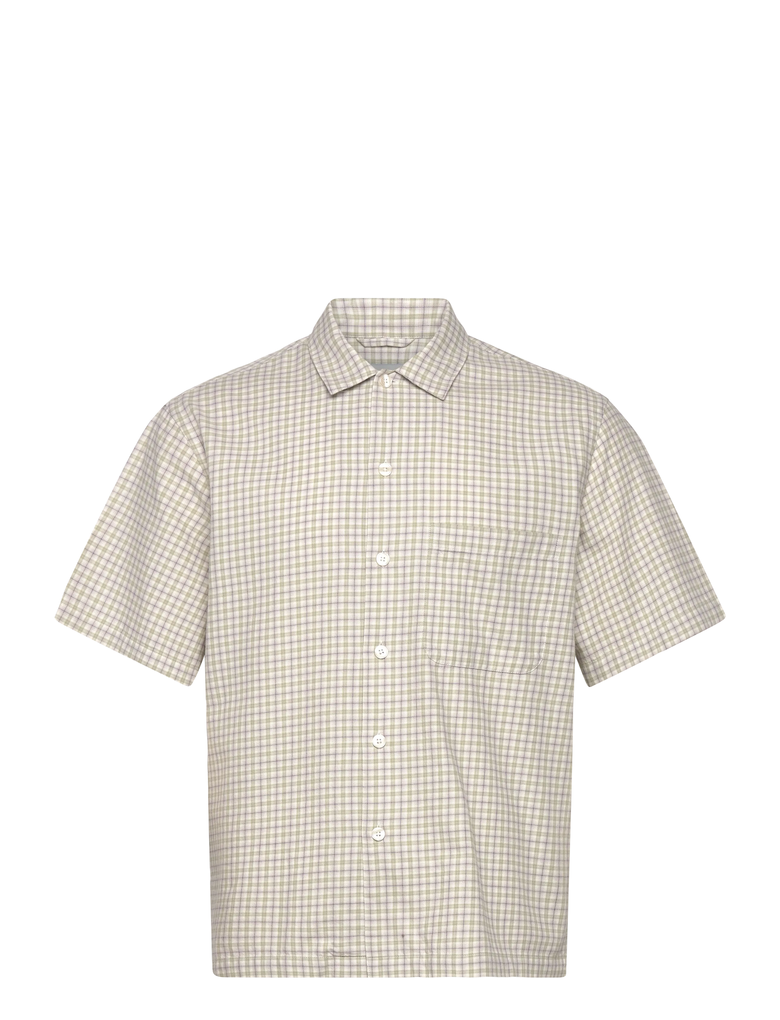 Garment Project Holiday Shirt Dusty Green/Purple, XL, Shirts, Grau - Short-sleeved Männerswear