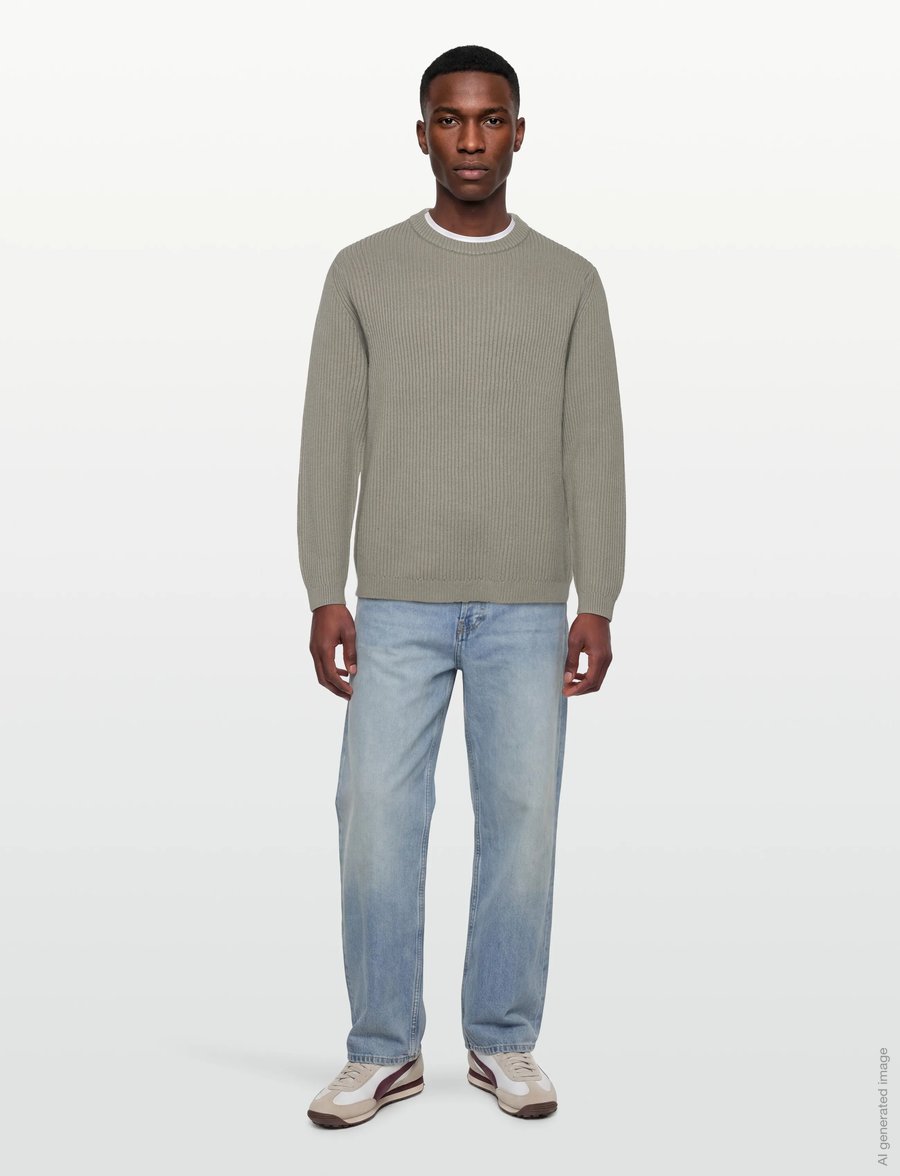 Garment Project - Boxy Cotton Knit - Dusty Green - rundhals - dusty green - 0