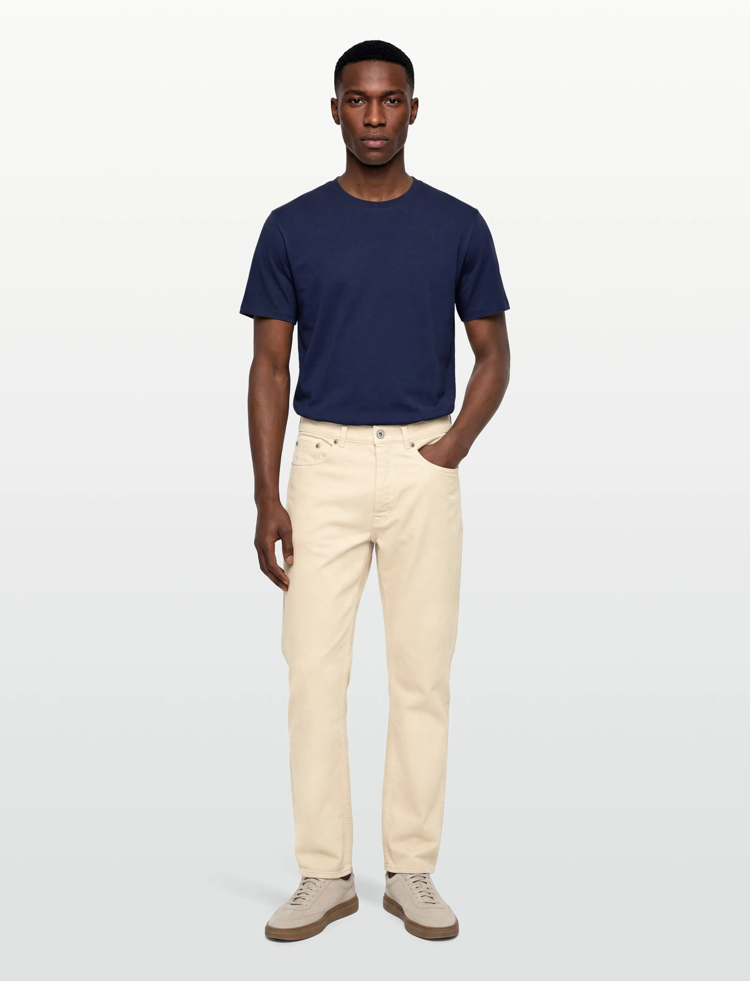 Garment Project Loose Five Pocket Jeans Ecru, Løse Five Pocket Jeans, Cream, Str: 31
