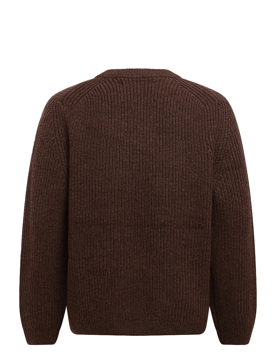 Garment Project - Boxy Wool Knit - Brown Melange - rundhalsad - brown - 1