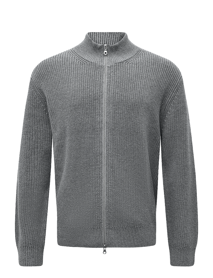 Garment Project - Norman - Grey Melange - full zip tröjor - grey - 0