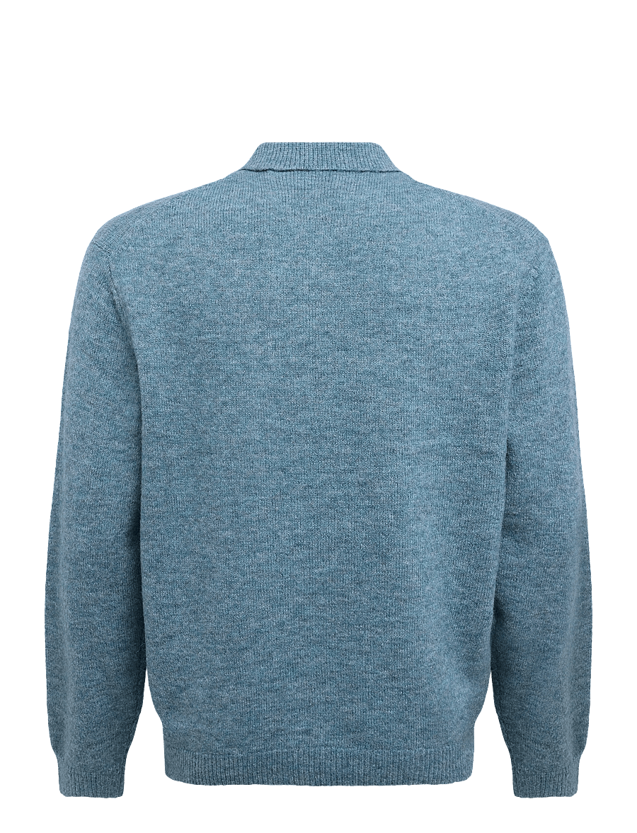 Garment Project - Norton - Dusty Turquoise - poloer i strik med lange ærmer - dusty turquoise - 1