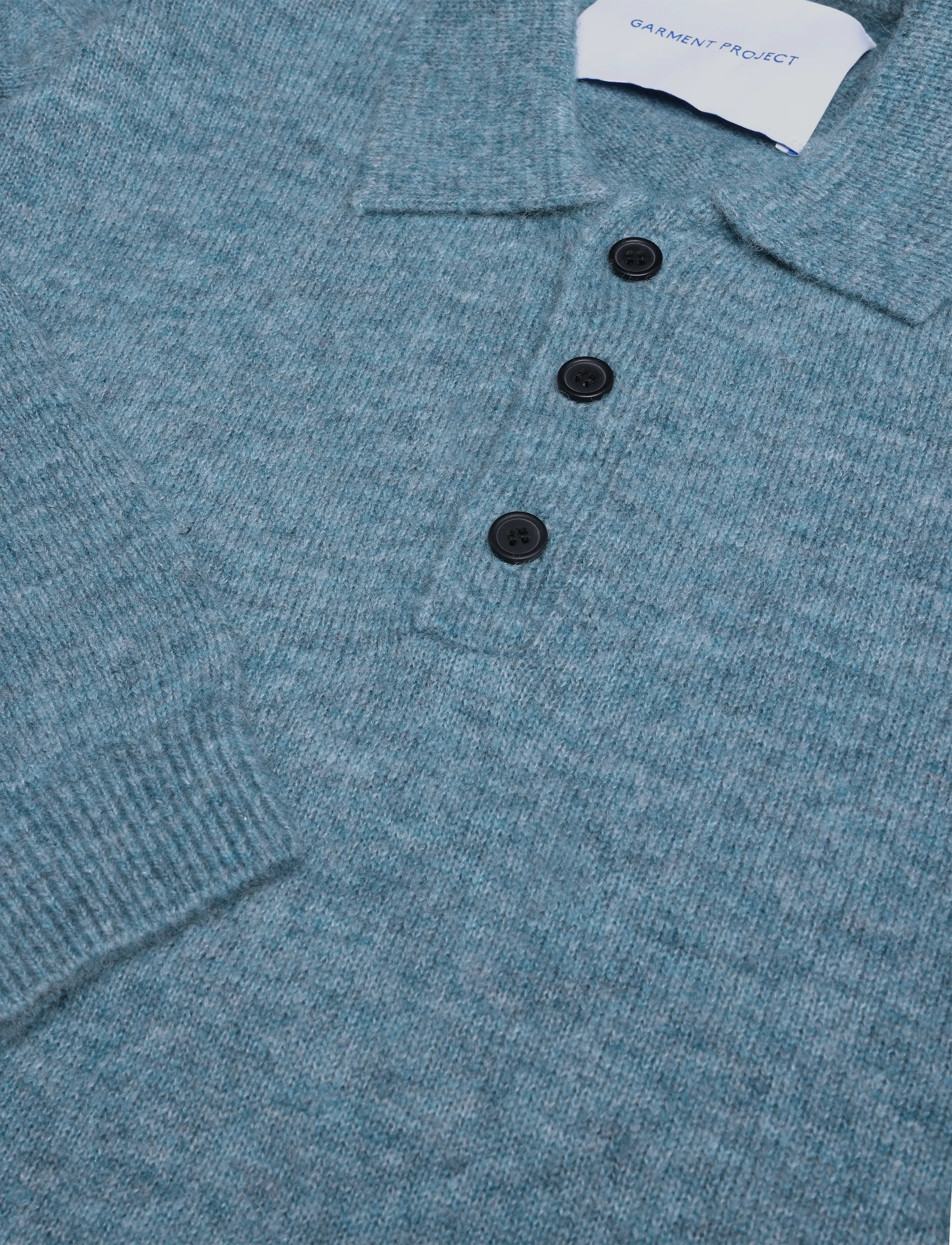 Garment Project - Norton - Dusty Turquoise - poloer i strik med lange ærmer - dusty turquoise - 2