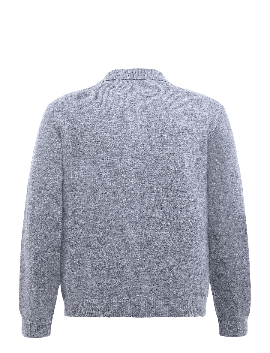 Garment Project - Norton - Grey Melange - poloer i strik med lange ærmer - grey - 1