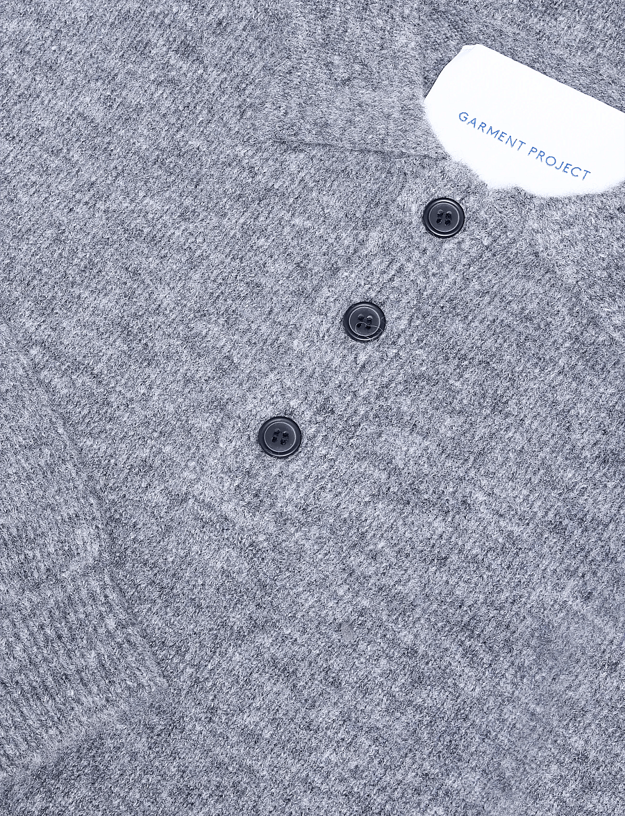 Garment Project - Norton - Grey Melange - poloer i strik med lange ærmer - grey - 2
