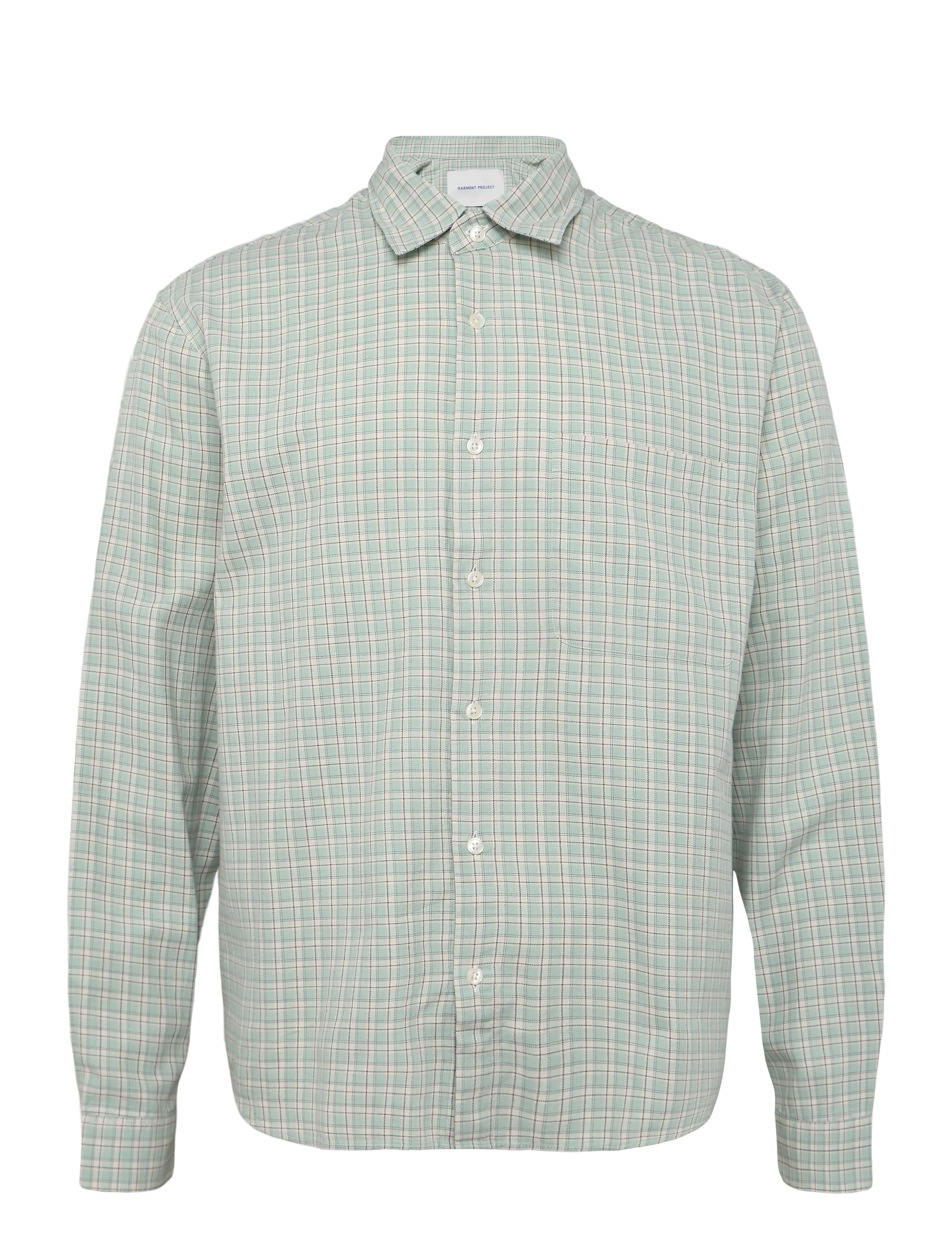 Garment Project Relaxed LS Shirt - Dusty Green Chec - Karierte Hemden - DUSTY GREEN / green