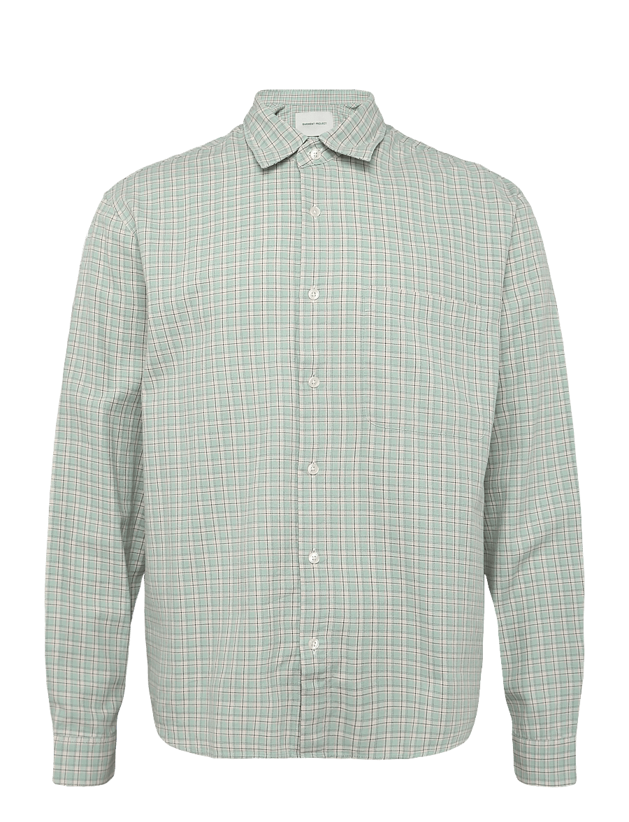 Garment Project - Relaxed LS Shirt - Dusty Green Chec - karierte hemden - dusty green - 0