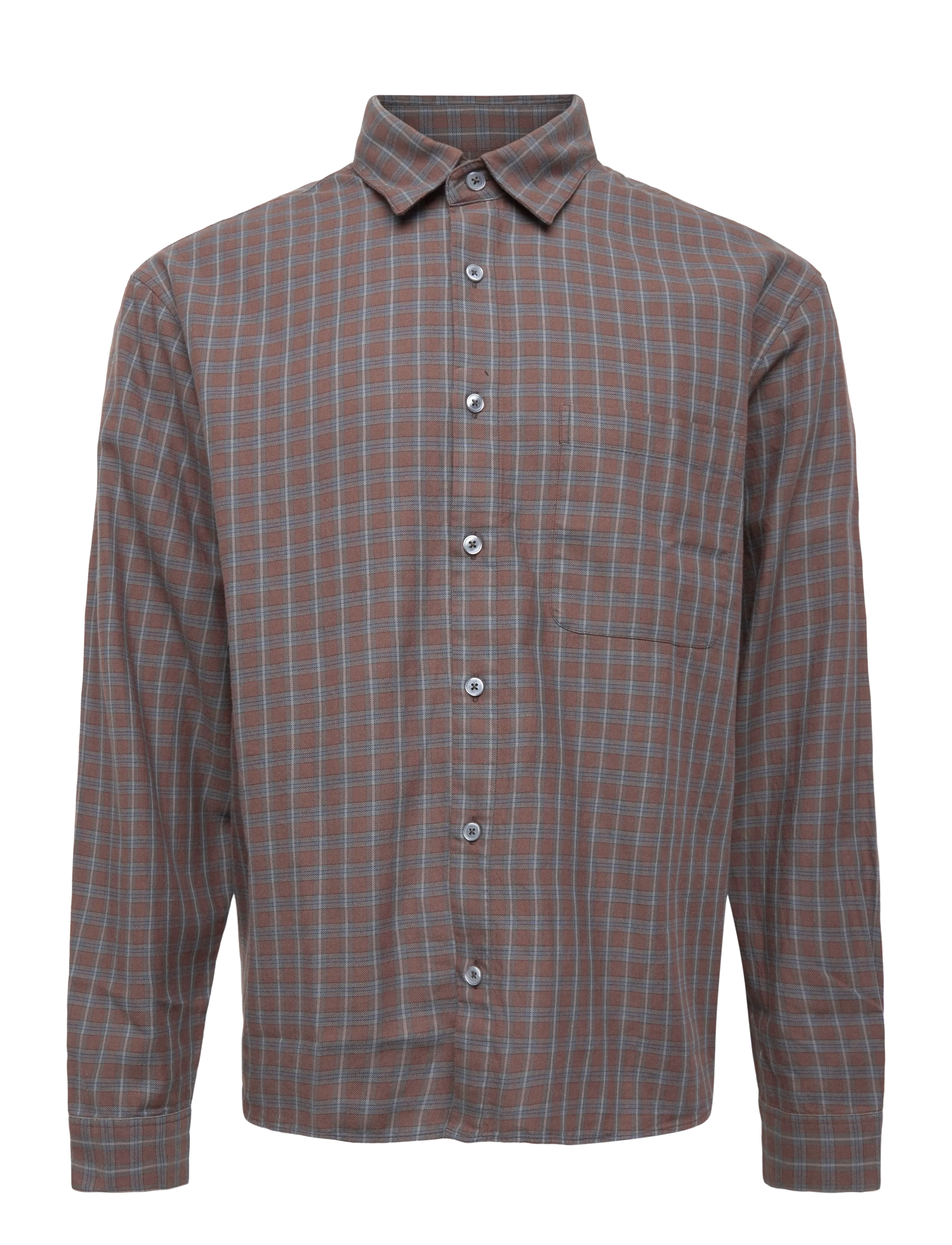 Garment Project Relaxed LS Shirt - Brown Check - Shop by occasion - BROWN / brown