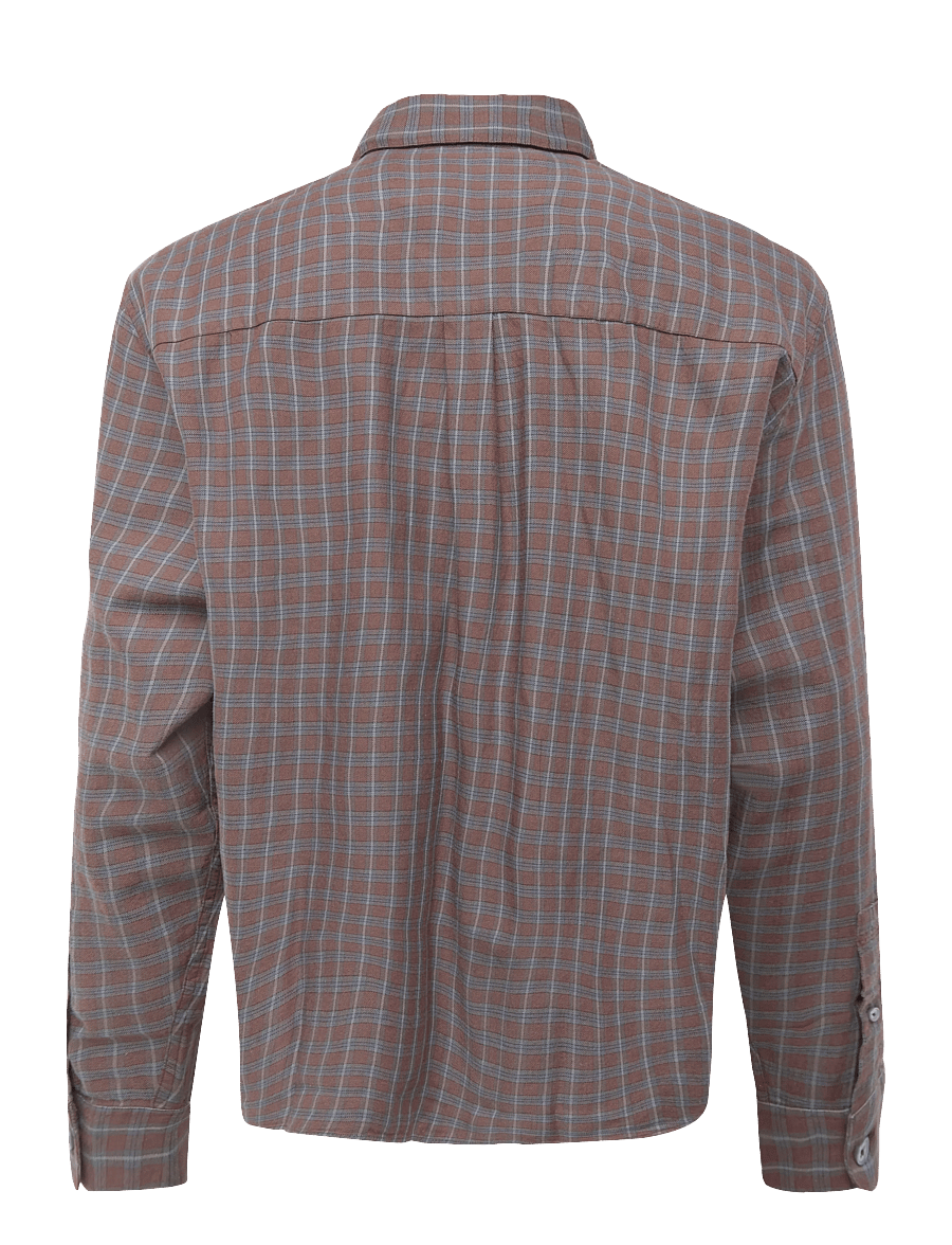 Garment Project - Relaxed LS Shirt - Brown Check - checkered shirts - brown - 1