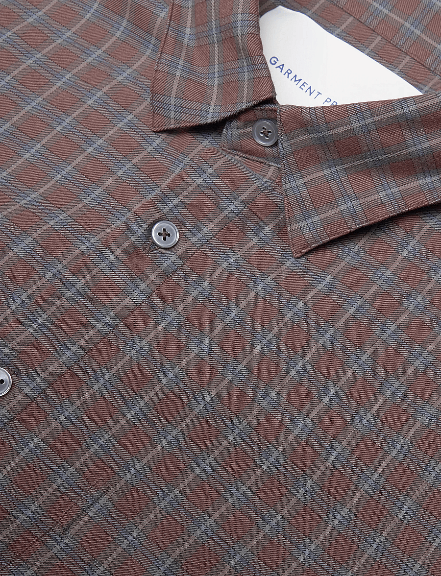 Garment Project - Relaxed LS Shirt - Brown Check - checkered shirts - brown - 2