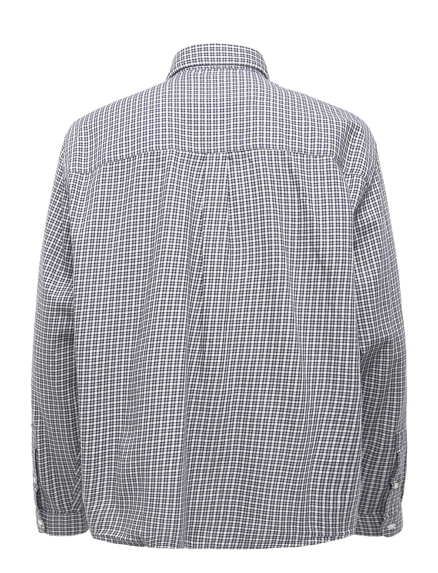 Garment Project - Relaxed LS Shirt - Navy Check - checkered shirts - navy - 1