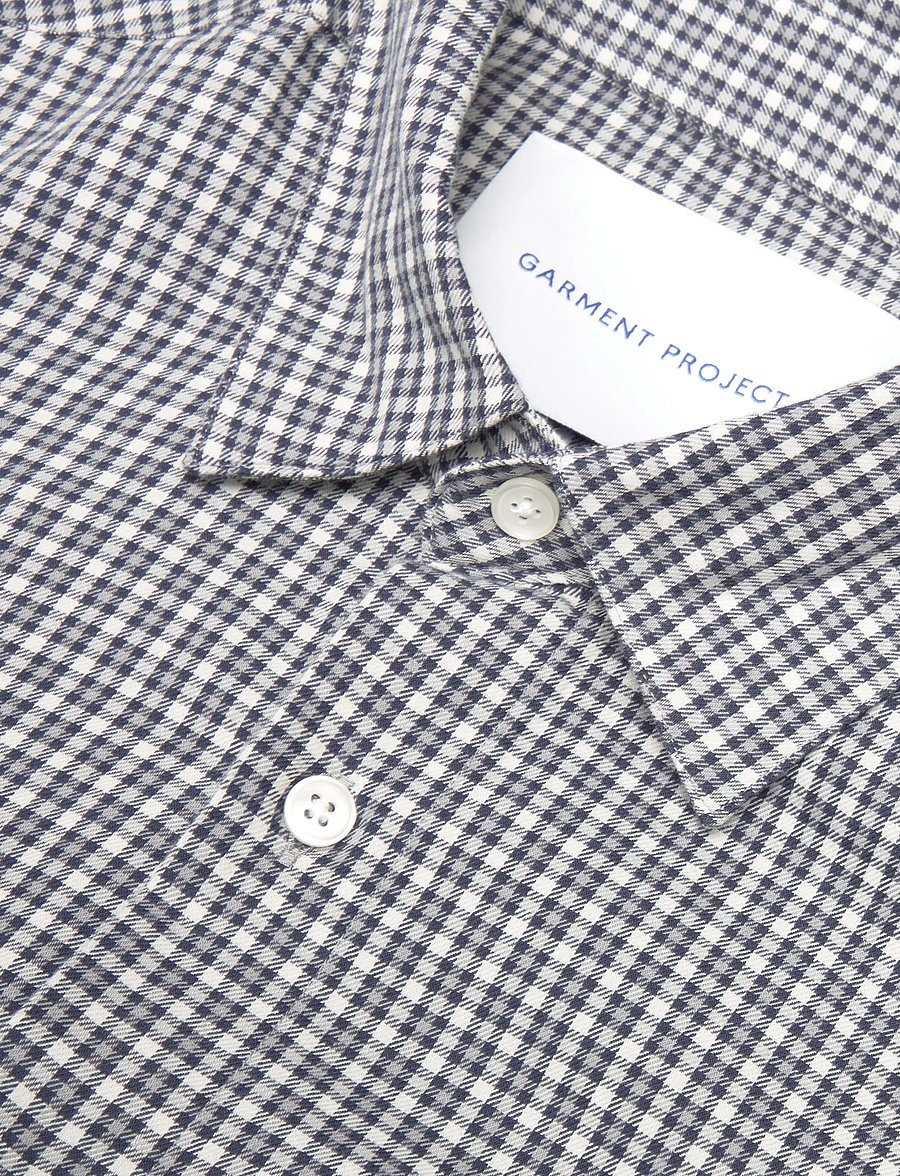 Garment Project - Relaxed LS Shirt - Navy Check - checkered shirts - navy - 2