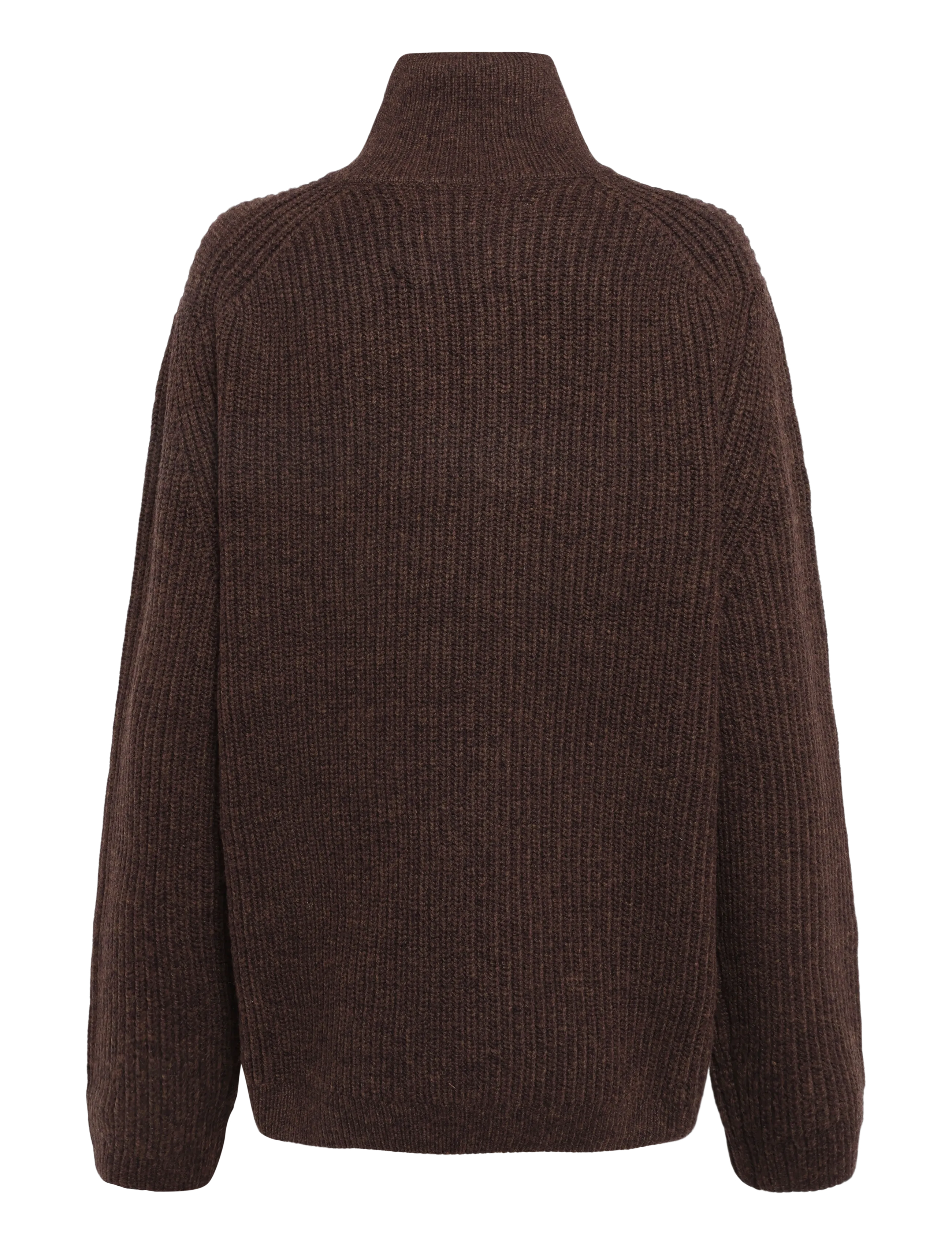 Garment Project - Half Zip Wool Knit - Brown Melange - halfzip strik - brown - 1