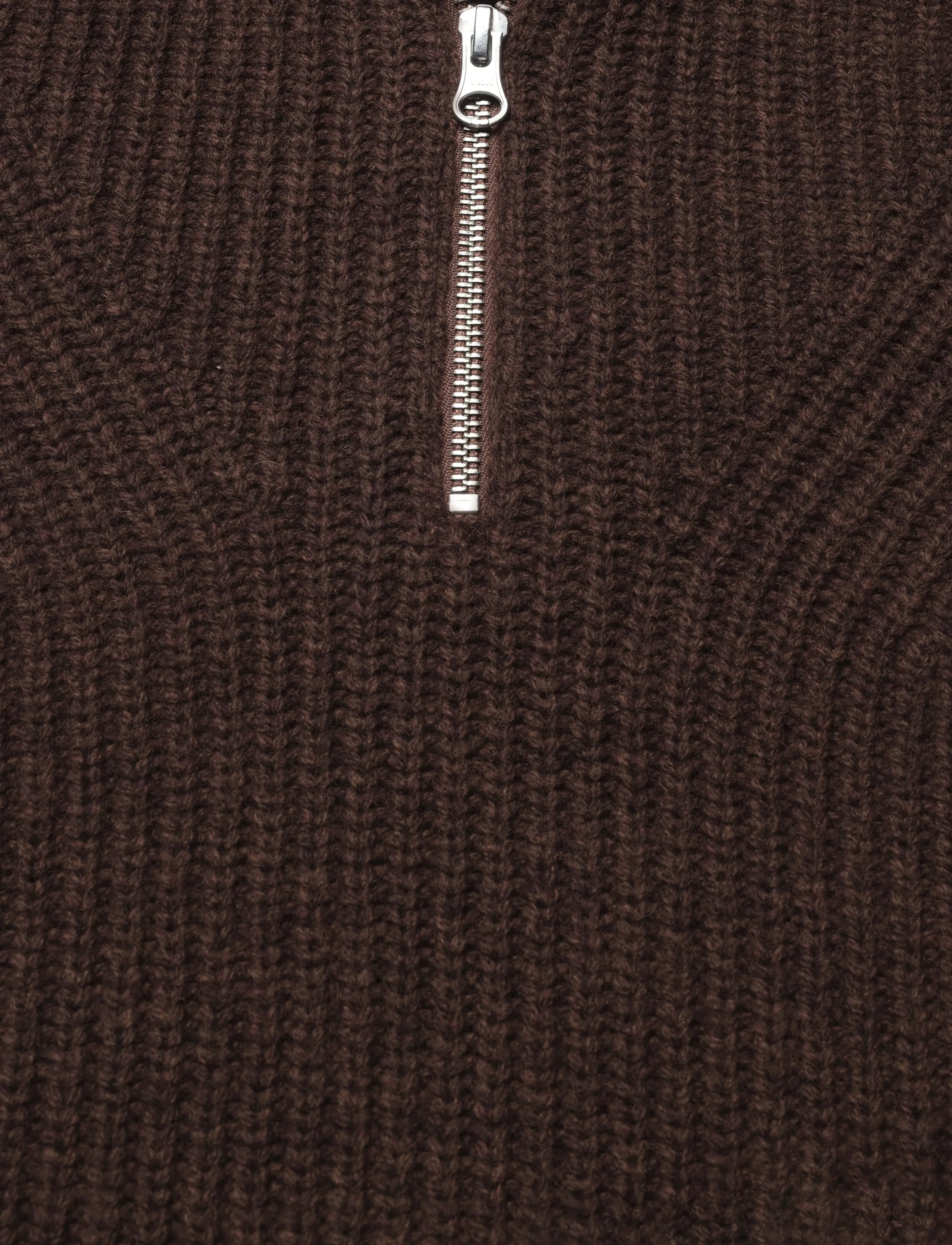 Garment Project - Half Zip Wool Knit - Brown Melange - halfzip strik - brown - 2