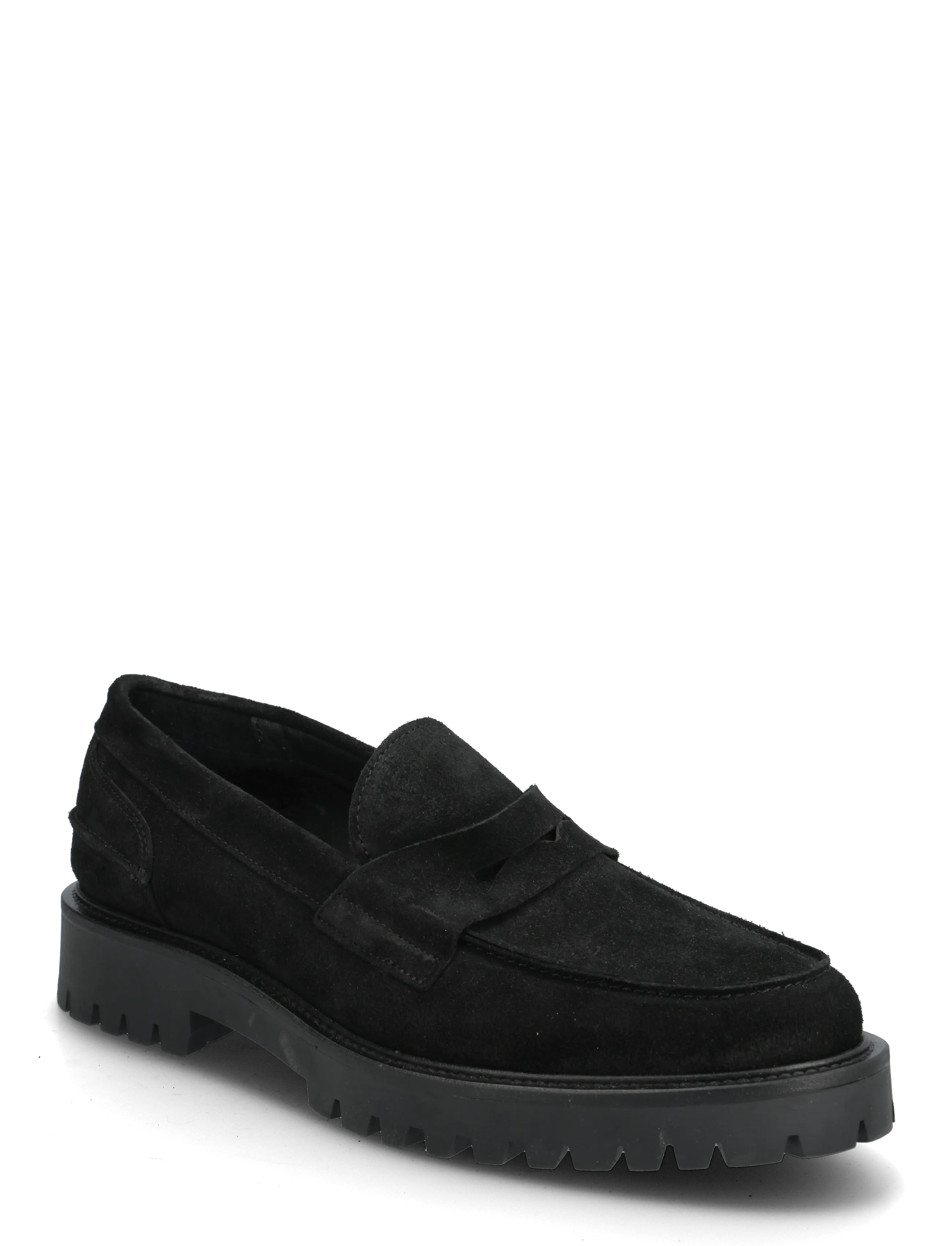 Garment Project Aaron Penny Loafer - Black Suede - Schuhe - BLACK / black