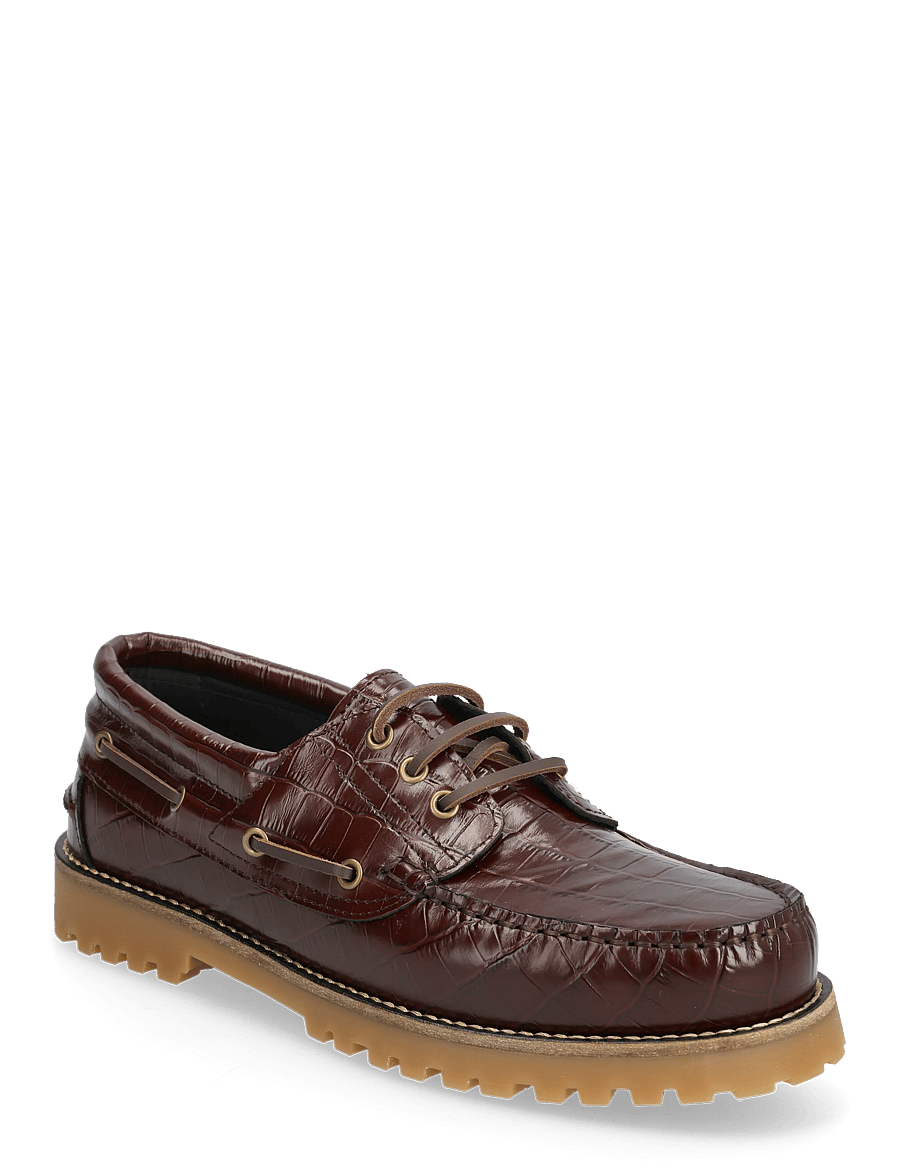Garment Project - Ollie Boat Shoe - Brown Croco Leath - osta olukorra järgi - brown - 0