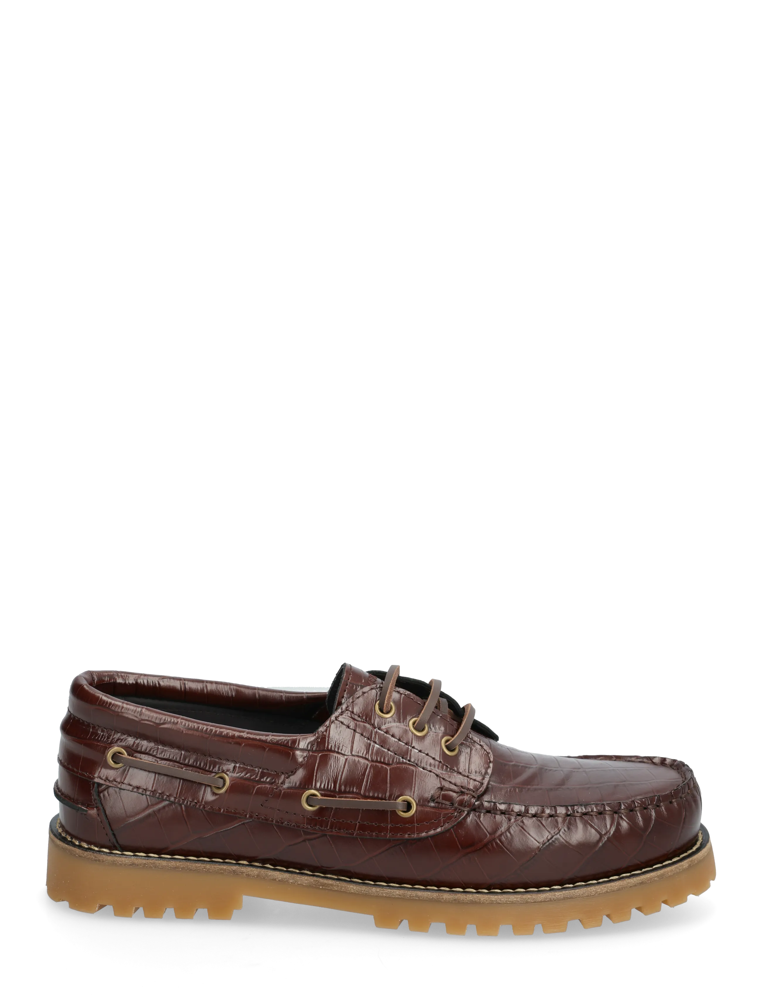 Ollie Boat Shoe Brown Croco Leath 2