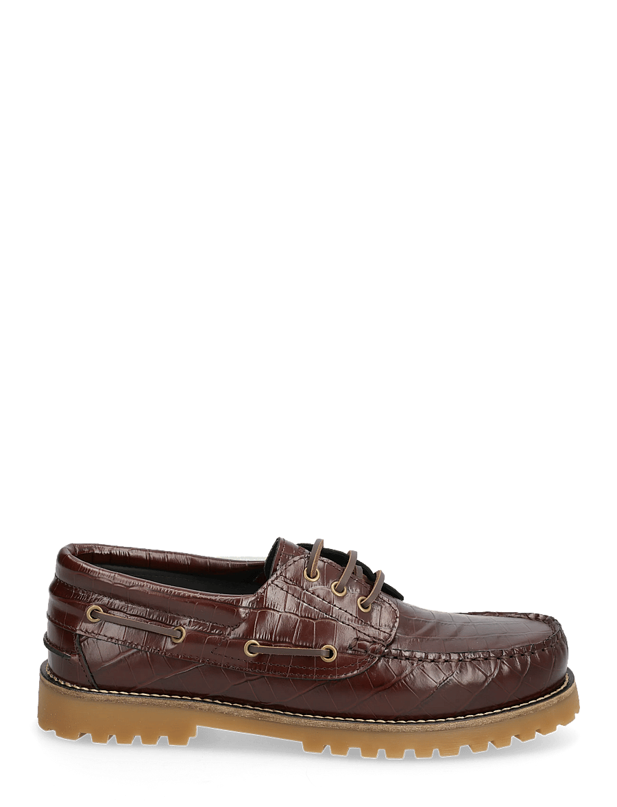 Garment Project - Ollie Boat Shoe - Brown Croco Leath - osta olukorra järgi - brown - 1