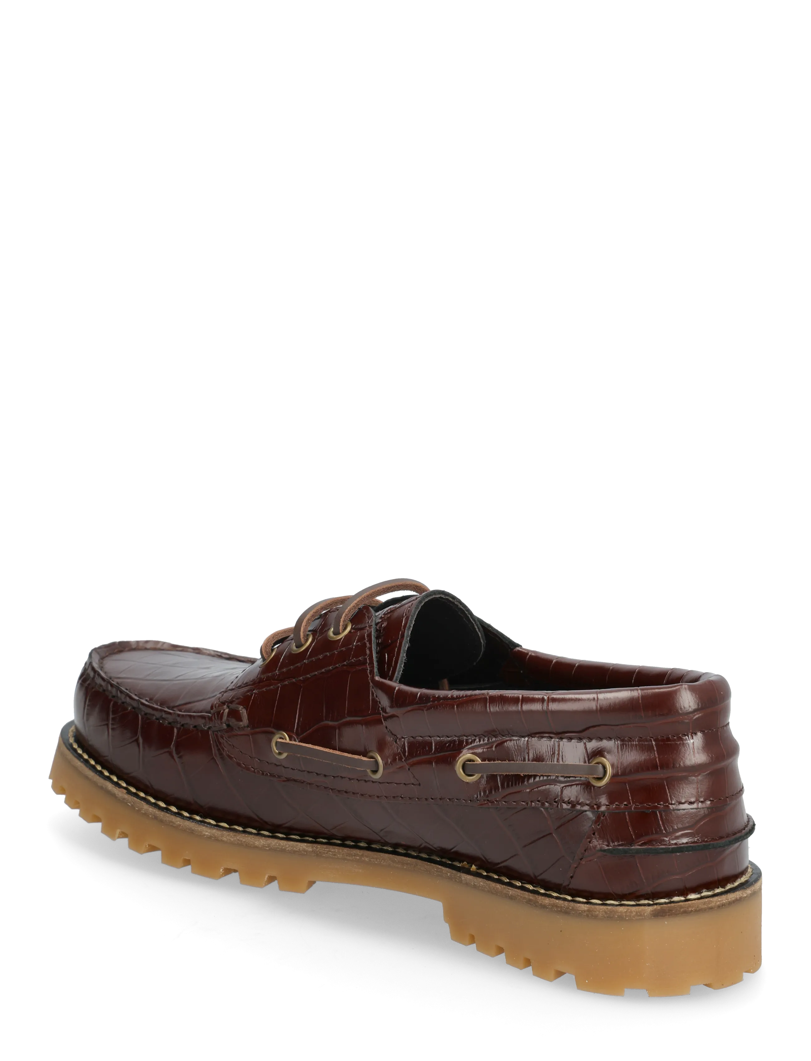 Ollie Boat Shoe Brown Croco Leath 3