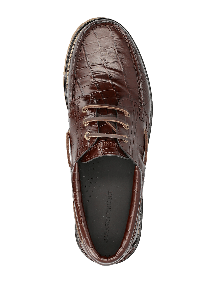 Garment Project - Ollie Boat Shoe - Brown Croco Leath - osta olukorra järgi - brown - 3