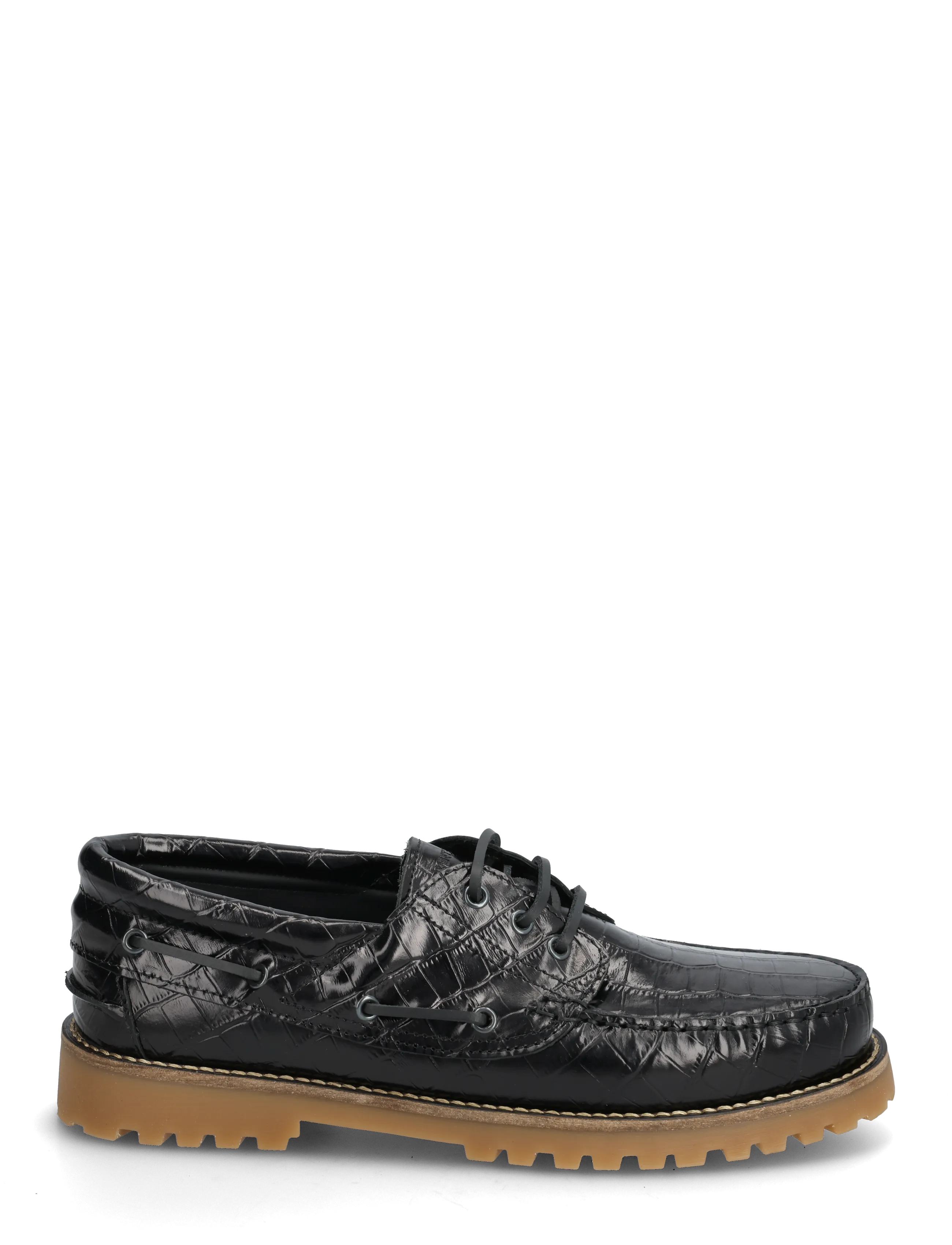 Ollie Boat Shoe Black Croco Leath 2