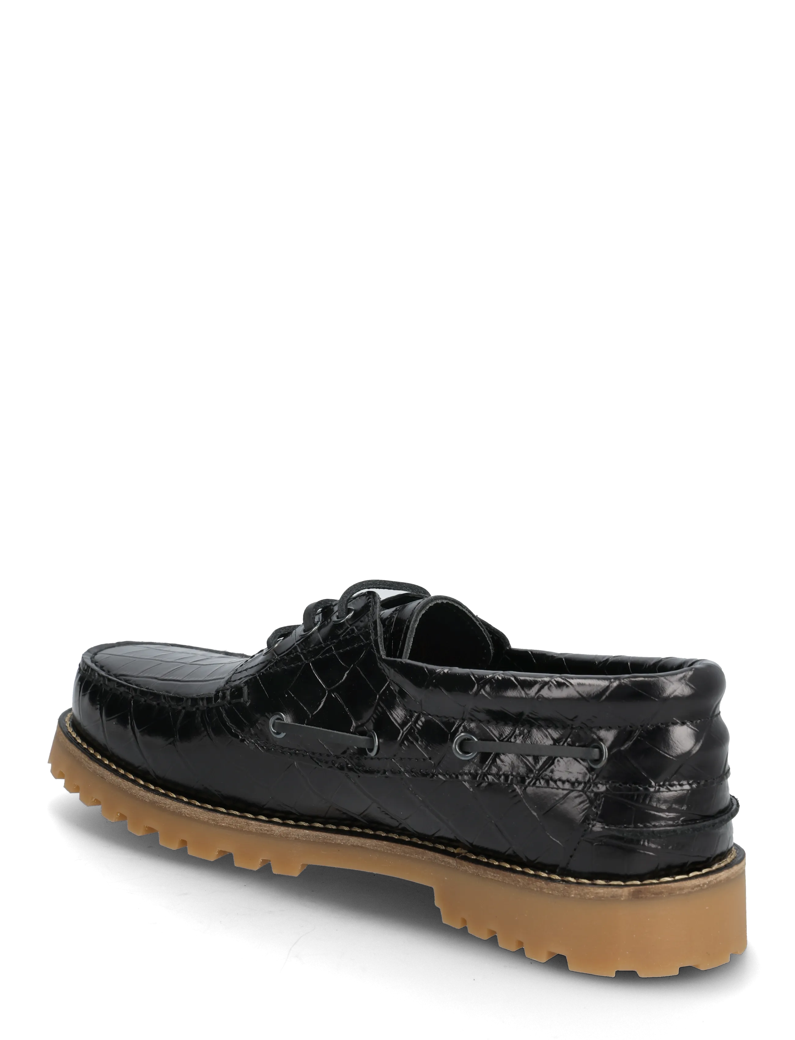 Ollie Boat Shoe Black Croco Leath 3