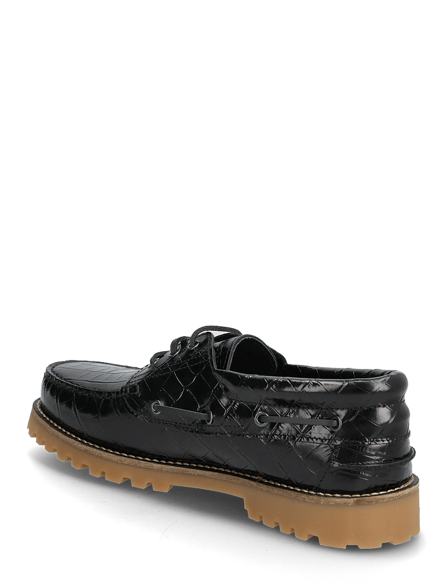Garment Project - Ollie Boat Shoe - Black Croco Leath - achetez selon l'occasion - black - 2