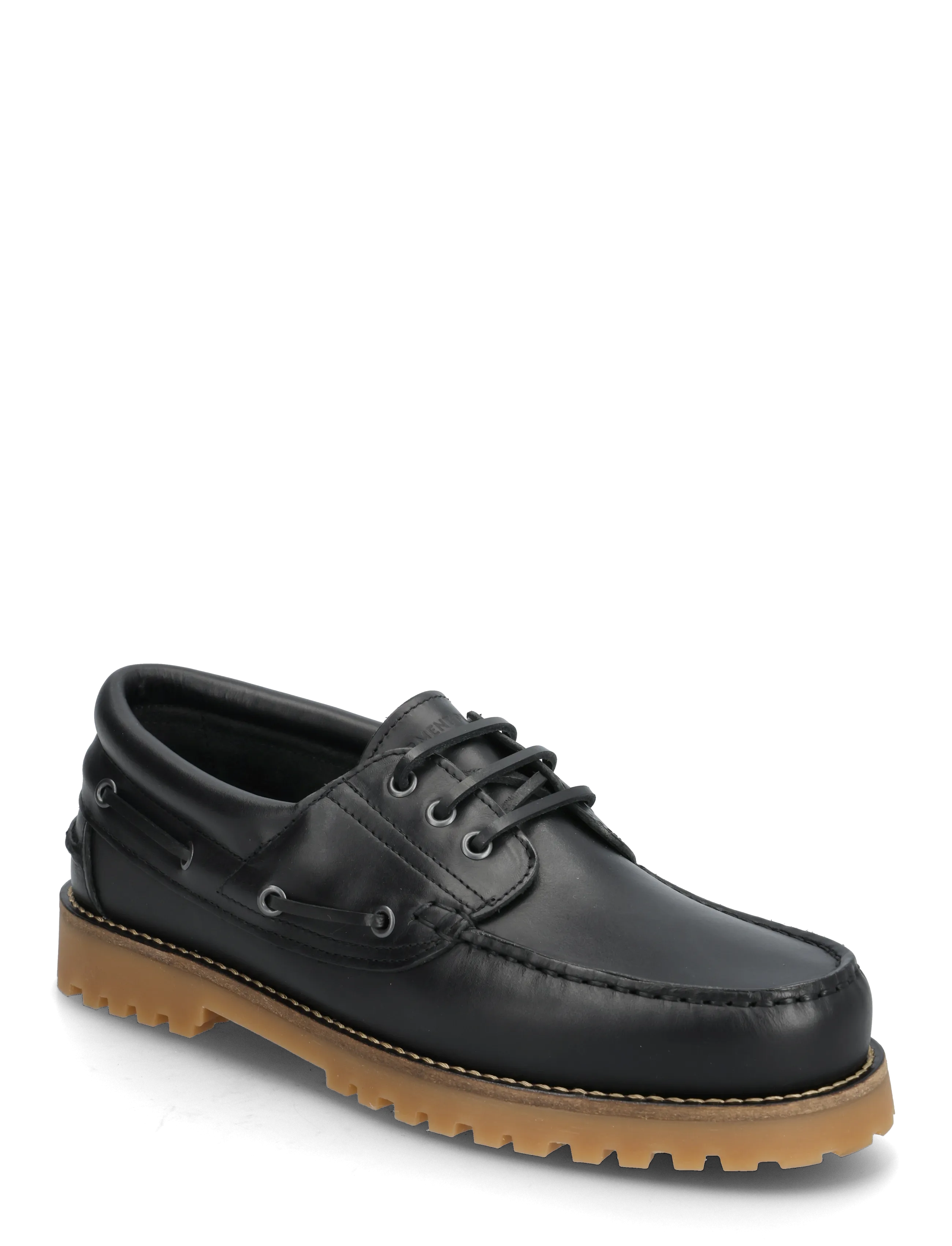Garment Project Ollie Boat Shoe - Black/Gum Leather - Sko - BLACK / black