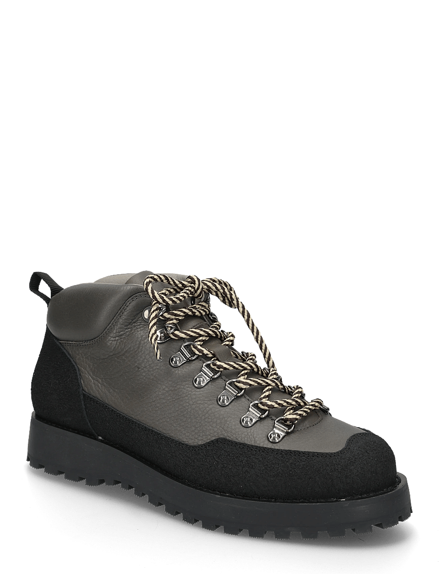 Garment Project - Dune Mid - Dark Grey Tumbled Leathe - laced boots - dark grey - 0