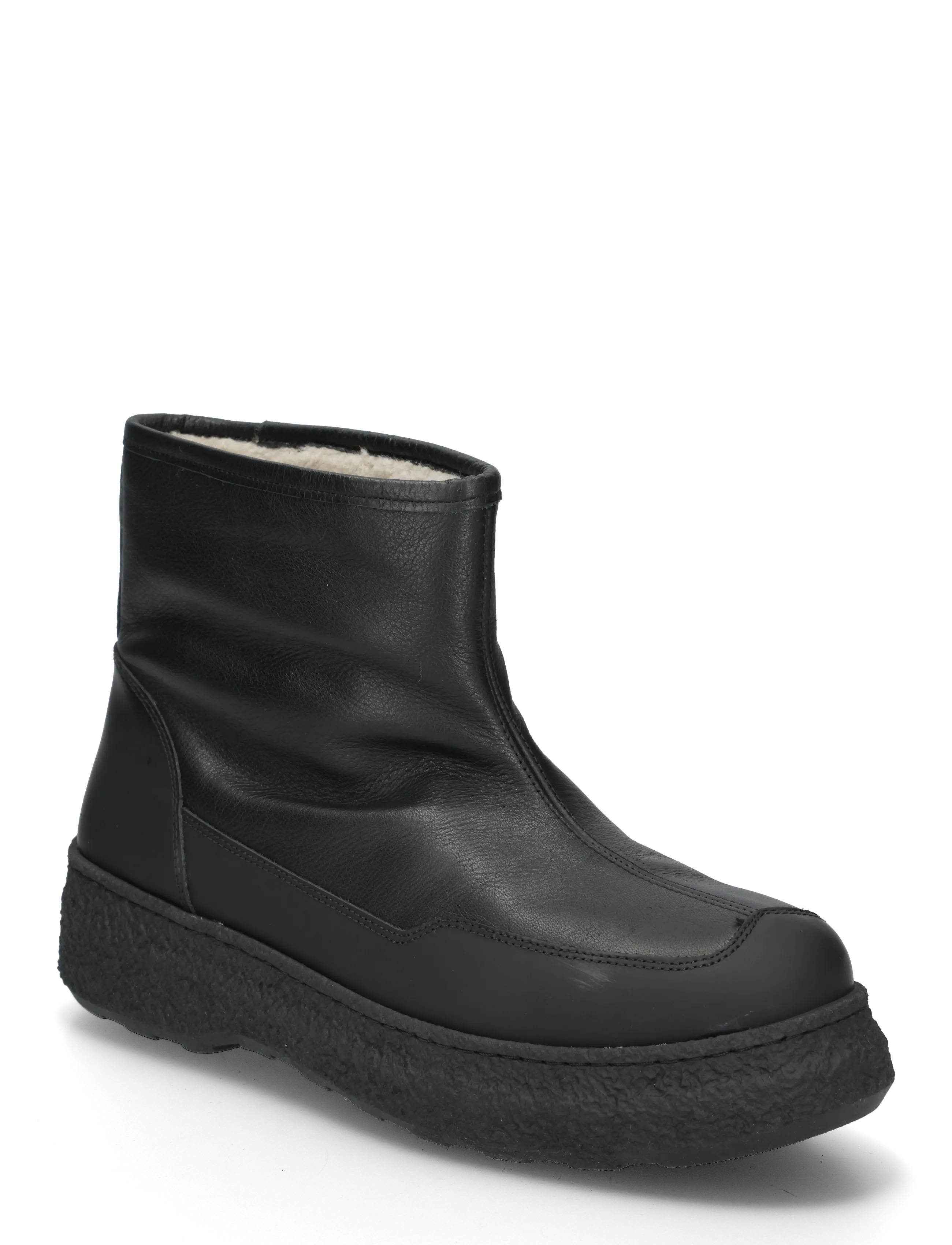 Garment Project Nico - Black Leather / Shearling - Schuhe - BLACK / black