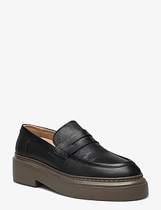 June Loafer - Black Leather / Brown Sole, Garment Project